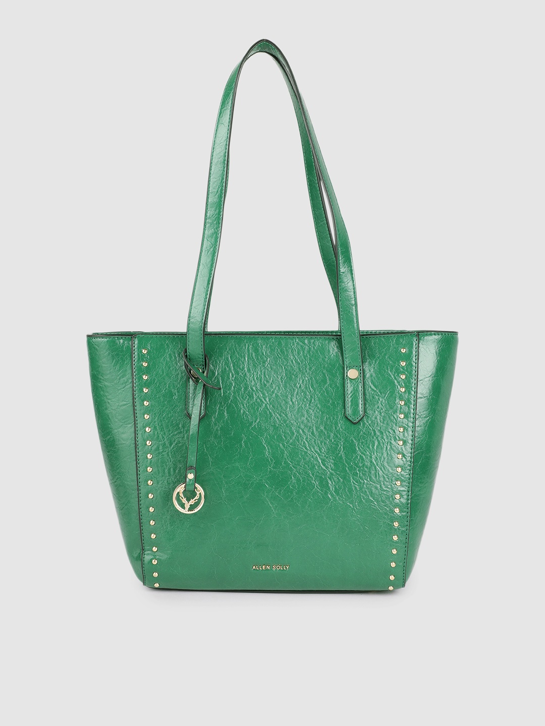 

Allen Solly Green Textured PU Regular Structured Shoulder Bag With Studded Detail