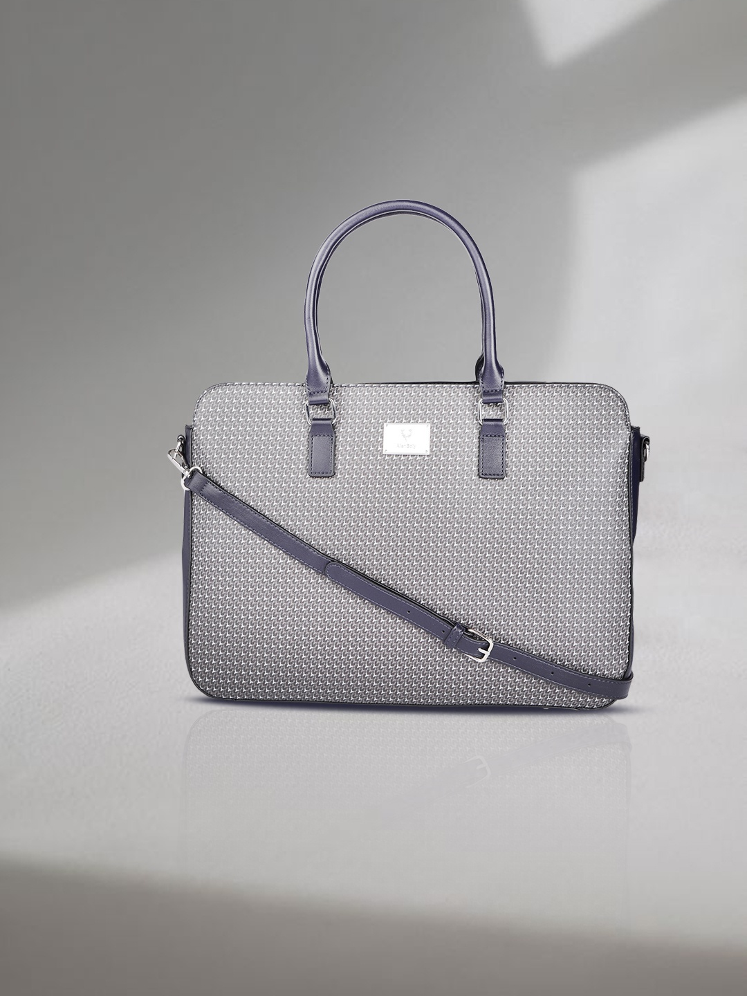 

Allen Solly Grey Brand Logo Print Oversized Structured Handheld Bag