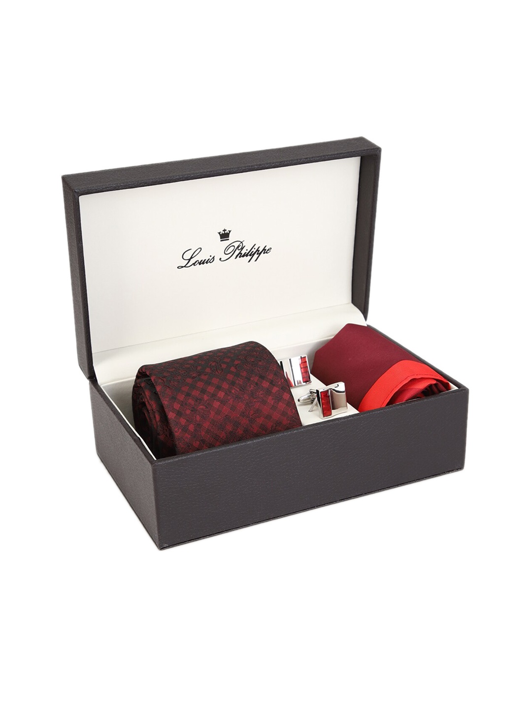 

Louis Philippe Men Maroon Printed Accessory Gift Set