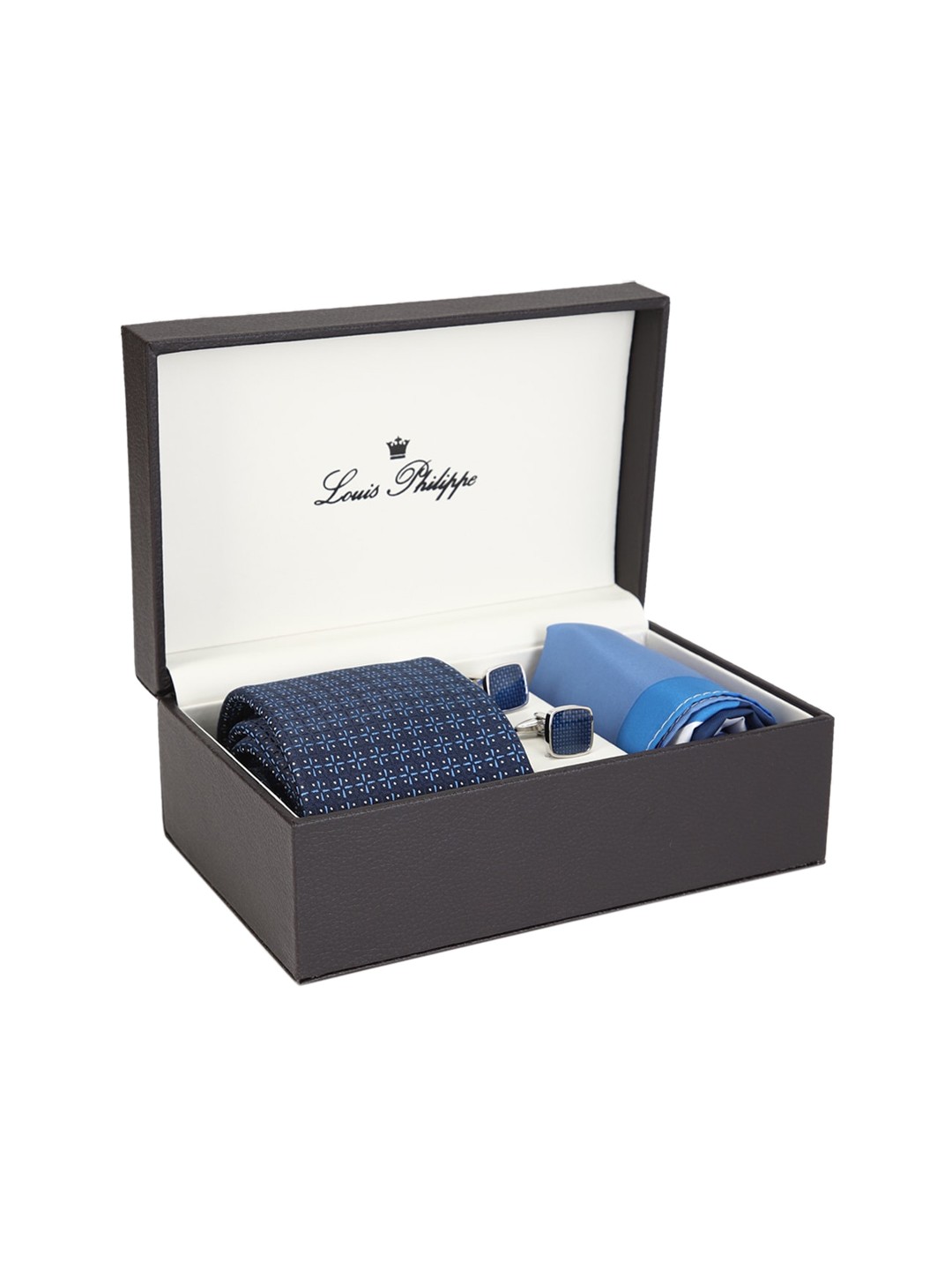 

Louis Philippe Men Navy Blue & White Printed Accessory Gift Set