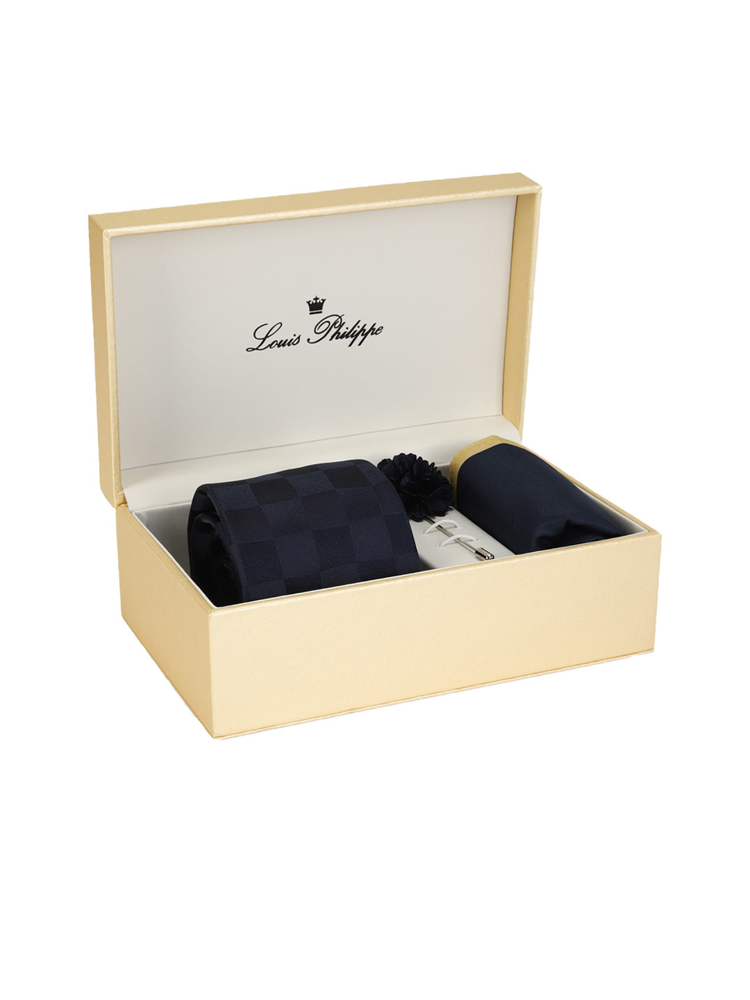 

Louis Philippe Men Navy Blue Self-Design Accessory Gift Set