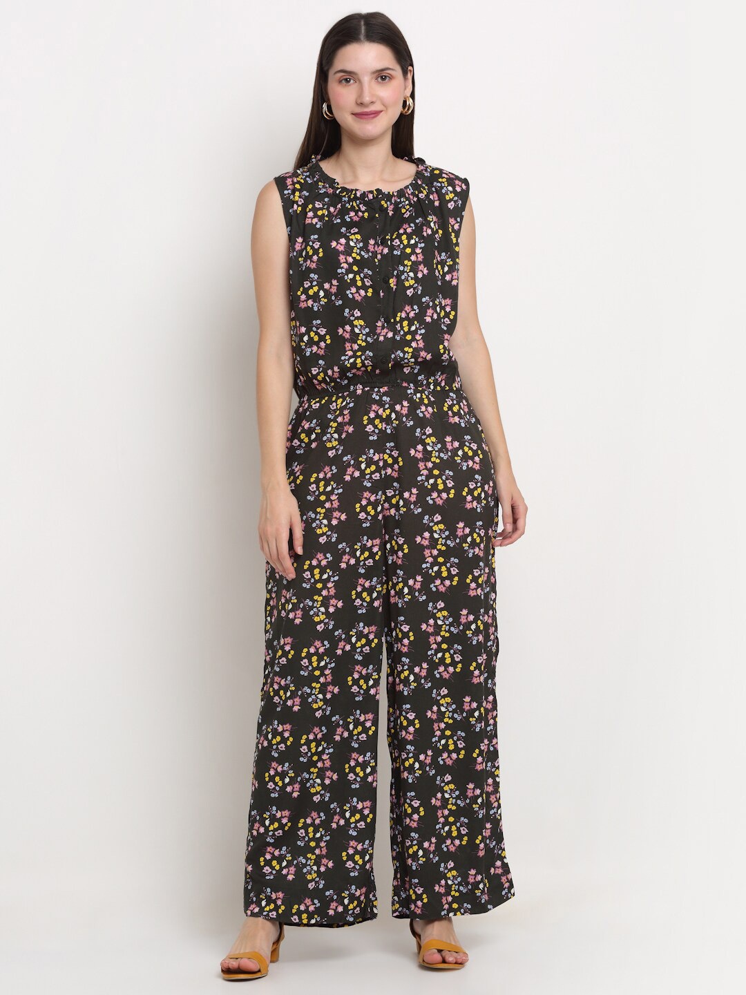 

SiaVira Printed Basic Jumpsuit, Olive