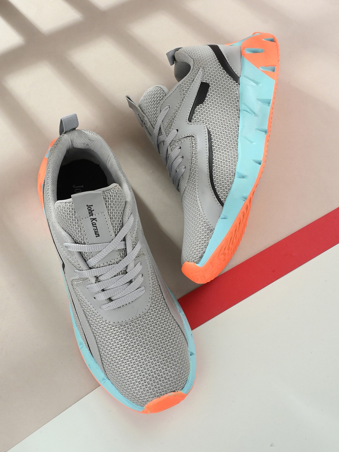 

John Karsun Men Grey Mesh Running Shoes