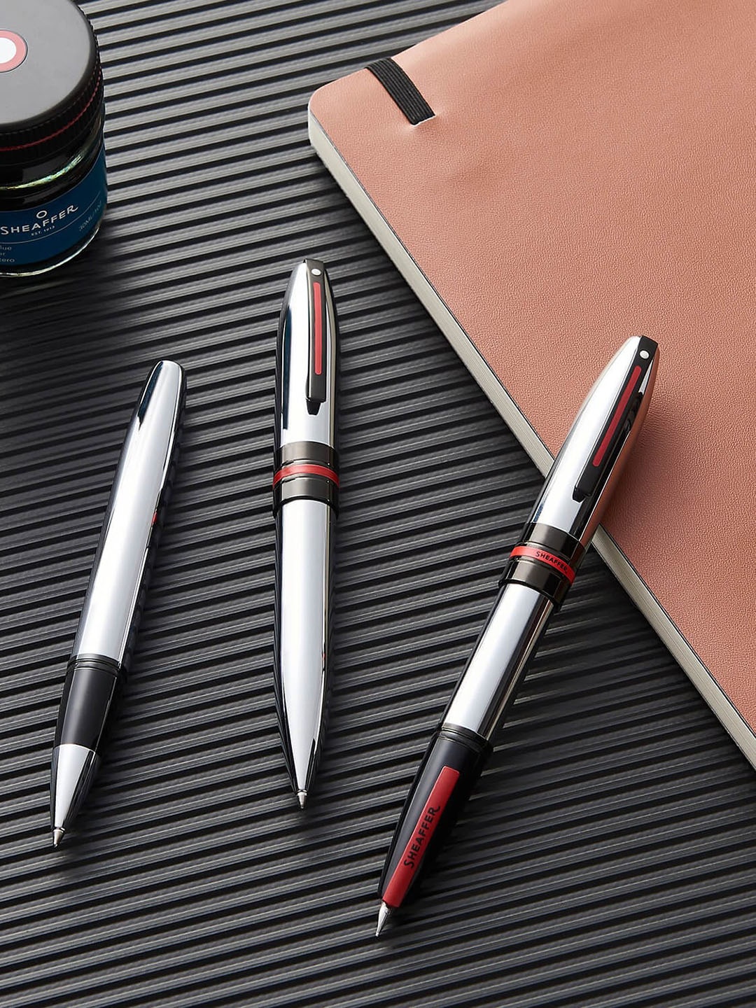 

Chrome 9112 Icon With Glossy Black PVD Trim Roller Ball Pen, Silver