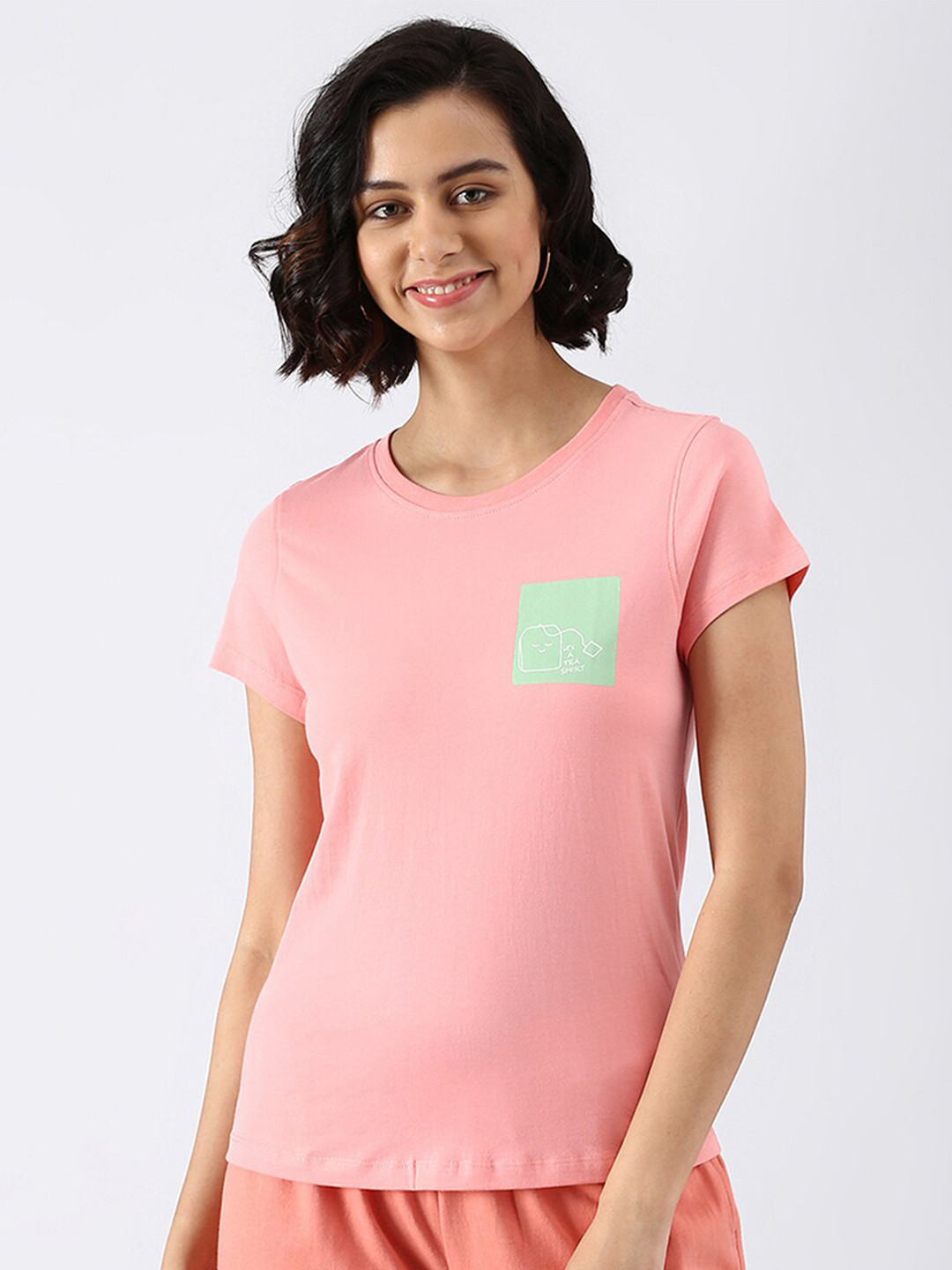 

abof Women Pink Pure Cotton T-shirt