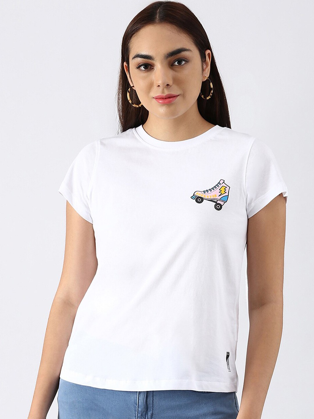 

abof Women White Pure Cotton T-shirt