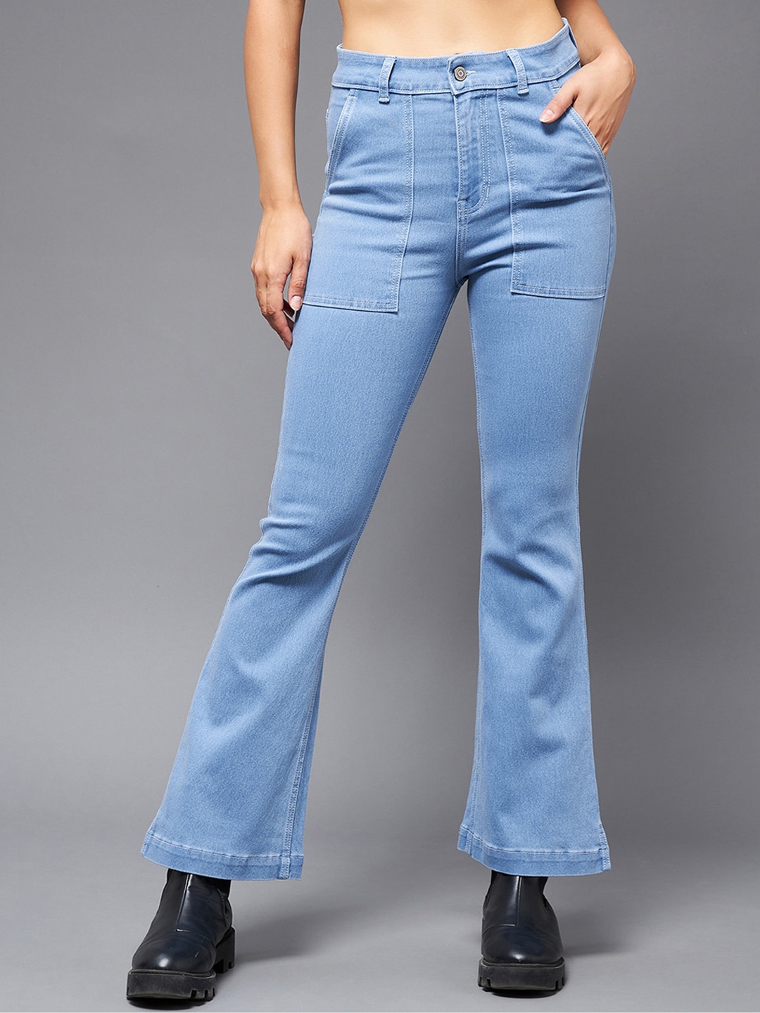 

Miss Chase Women Blue Bootcut High-Rise Jeans