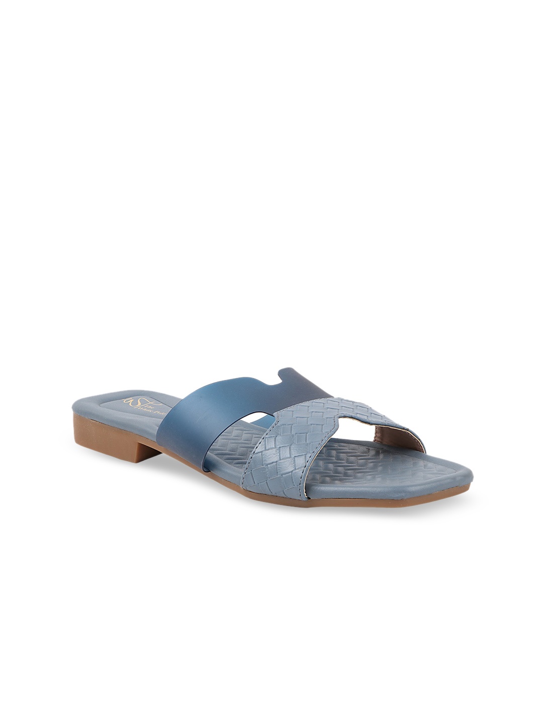 

THE WHITE POLE Women Textured Open Toe Flats, Blue