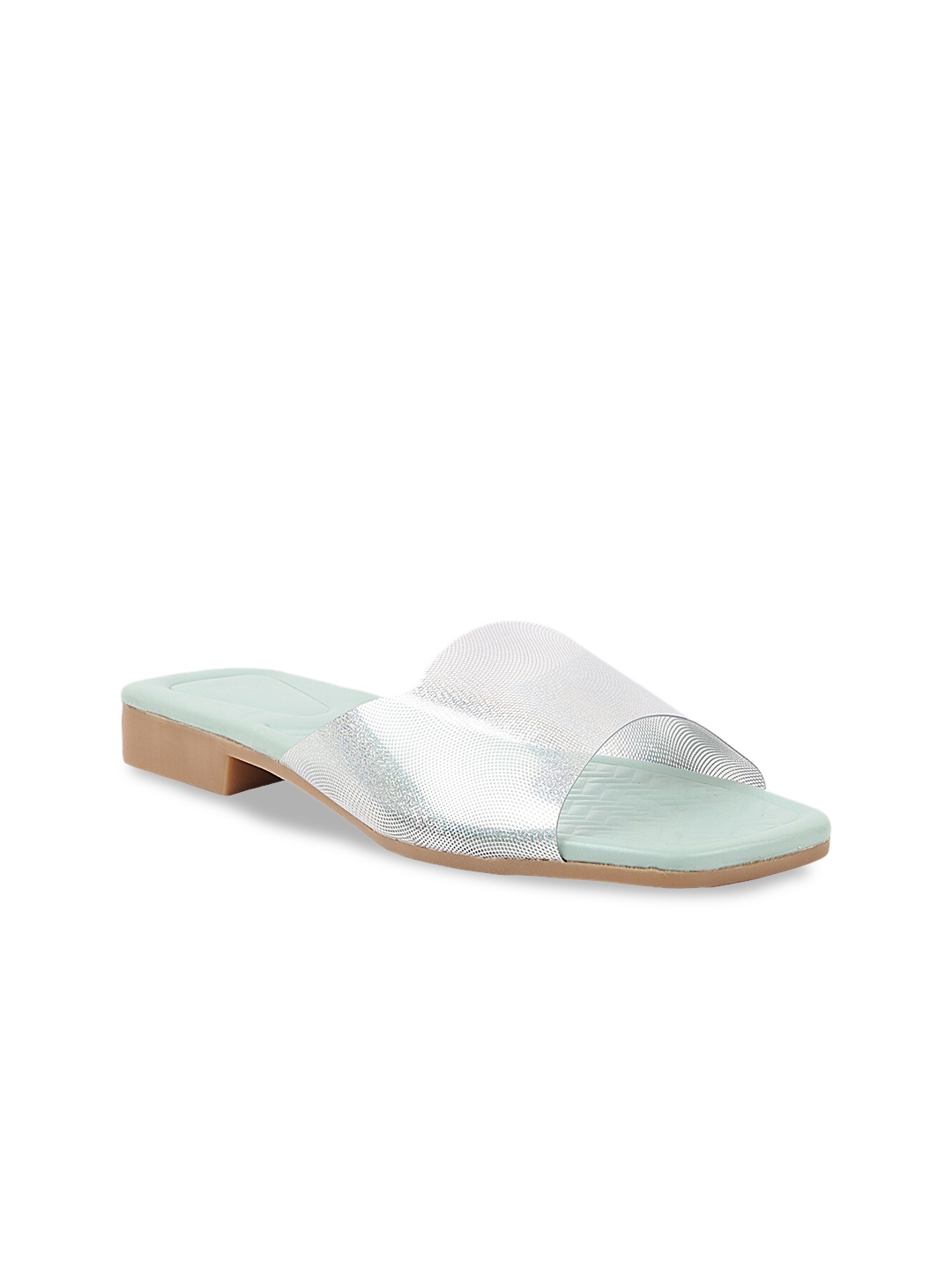 

THE WHITE POLE Women Textured Open Toe Flats, Sea green