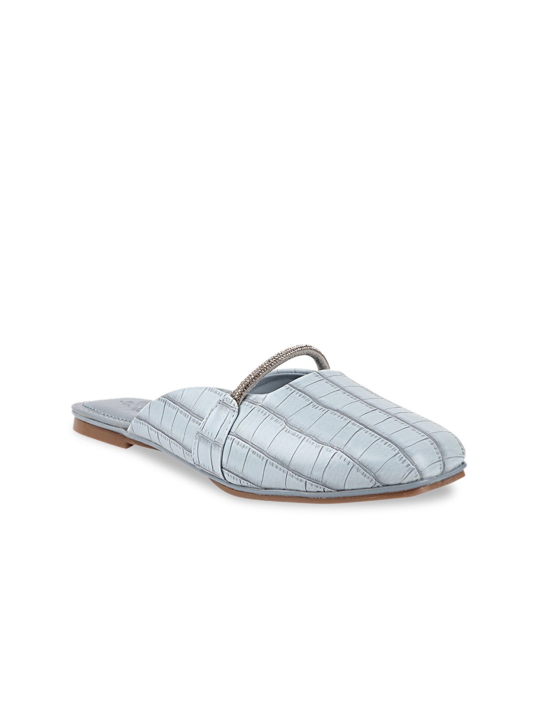 

THE WHITE POLE Women Printed Mules Flats, Blue