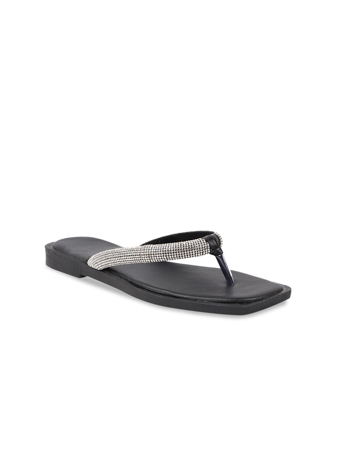 

THE WHITE POLE Women Embellished T-Strap Flats, Black