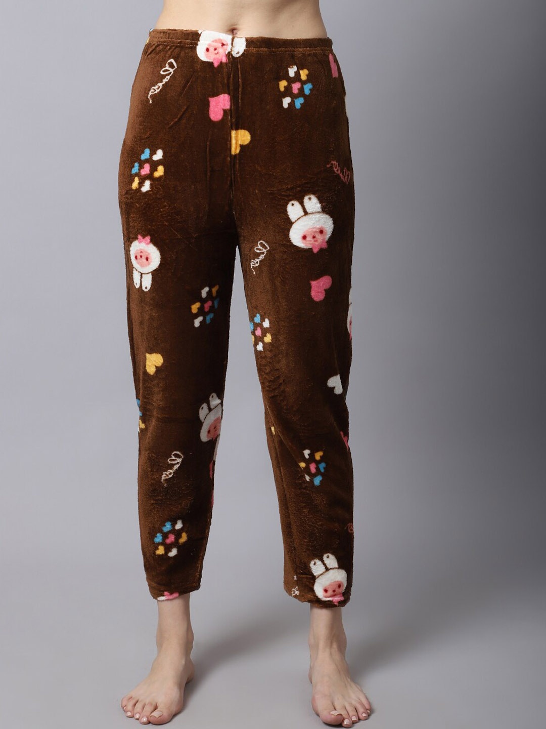 

TAG 7 Women Brown Printed Fur Winter Lounge Pants