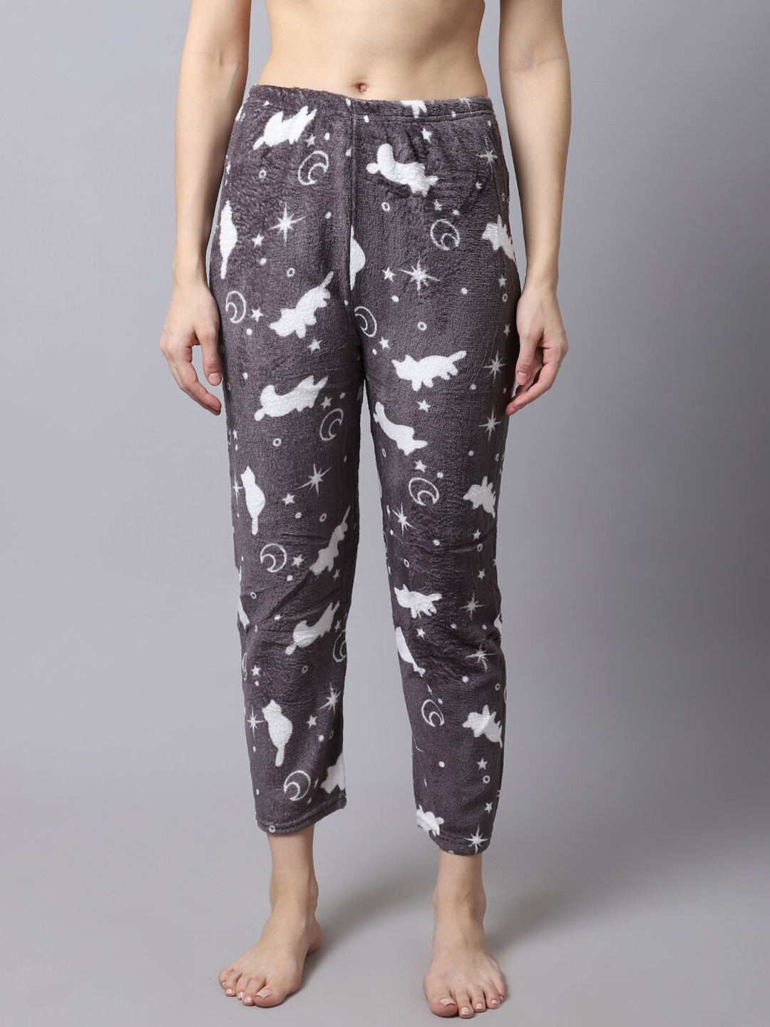 

TAG 7 Women Grey Printed Fur Winter Lounge Pants