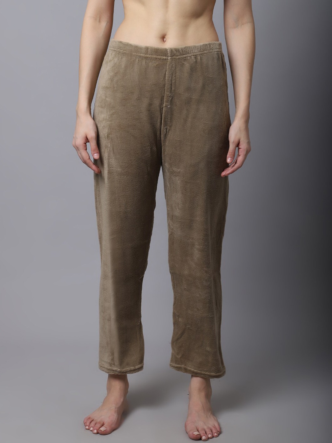 

TAG 7 Women Olive-Coloured Fur Winter Lounge Pants