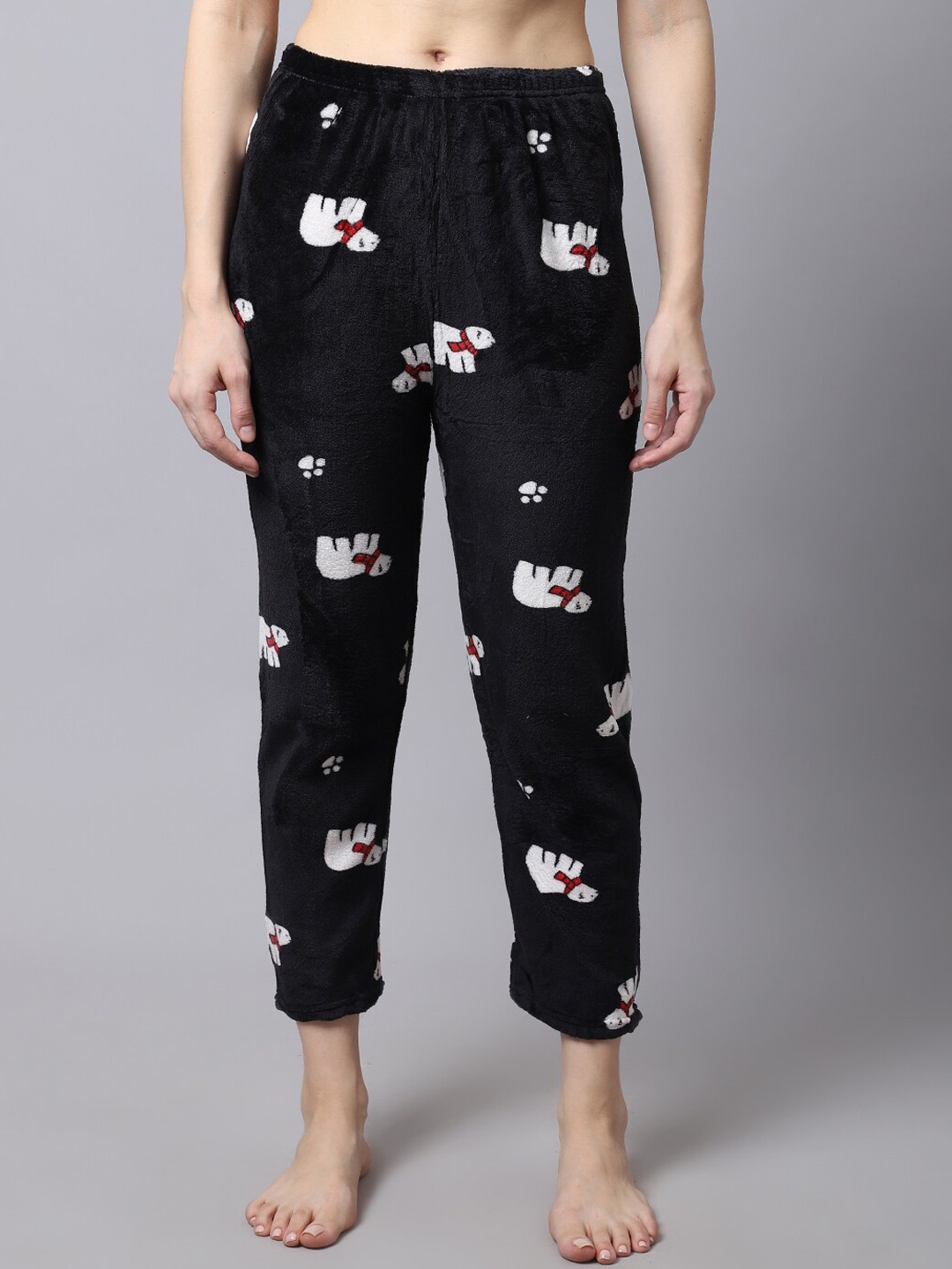 

TAG 7 Women Black Printed Fur Winter Lounge Pants