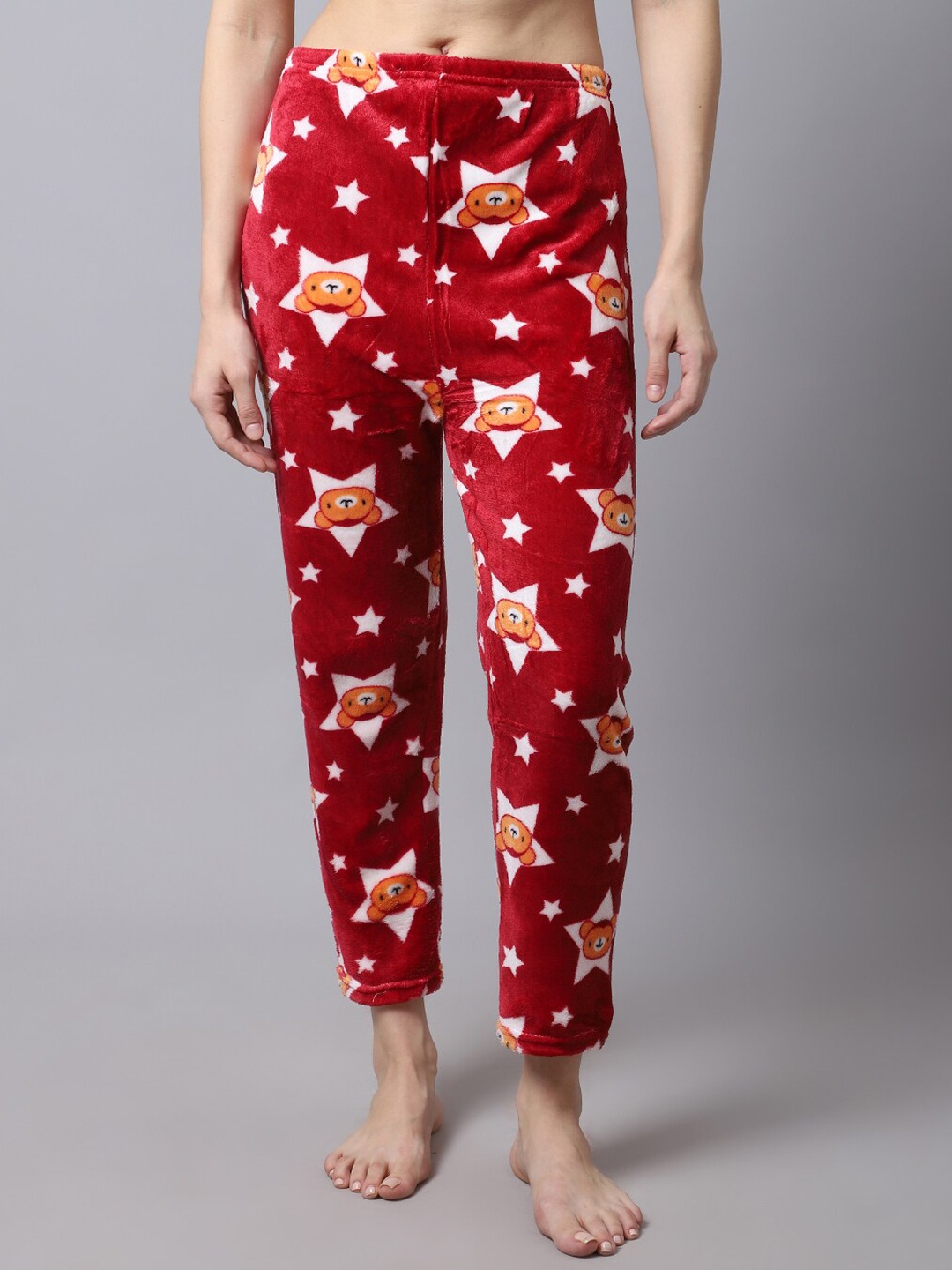 

TAG 7 Women Maroon Printed Fur Winter Lounge Pants