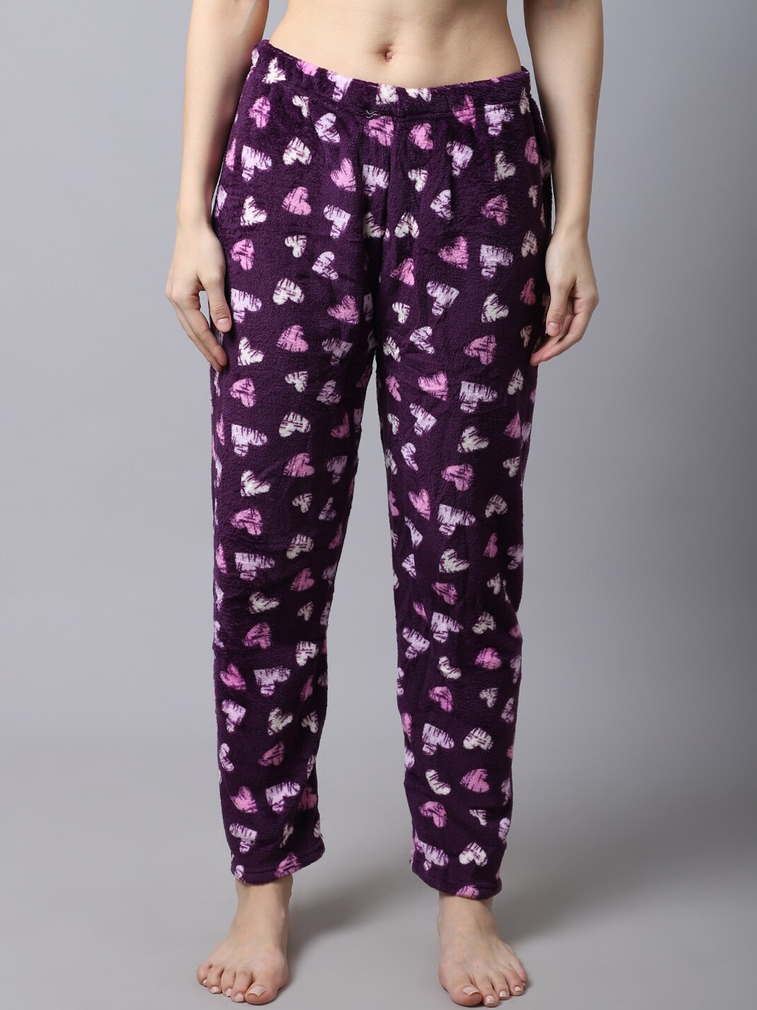 

TAG 7 Women Purple Printed Fur Winter Lounge Pants