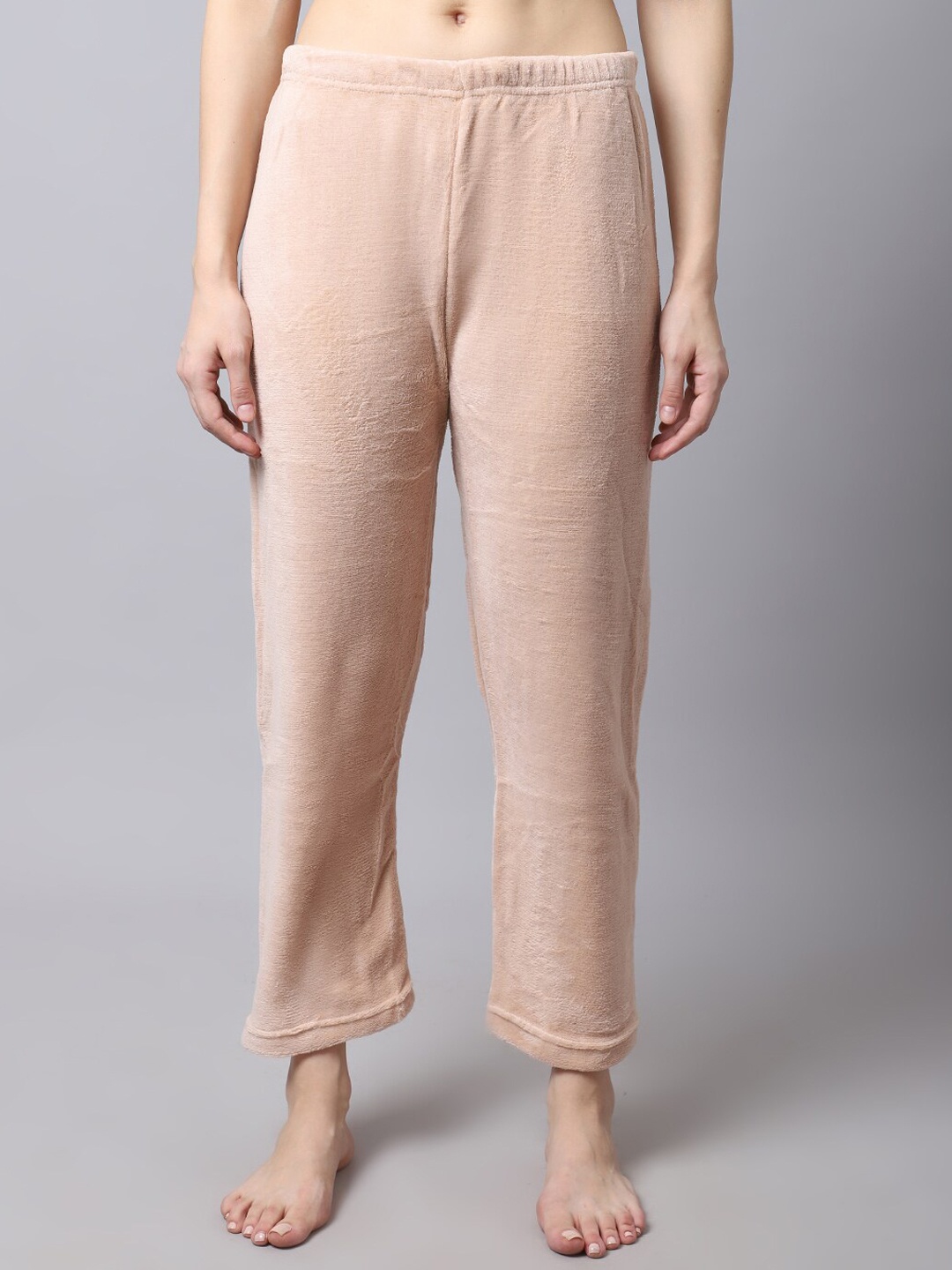 

TAG 7 Women Beige Solid Fur Winter Lounge Pants