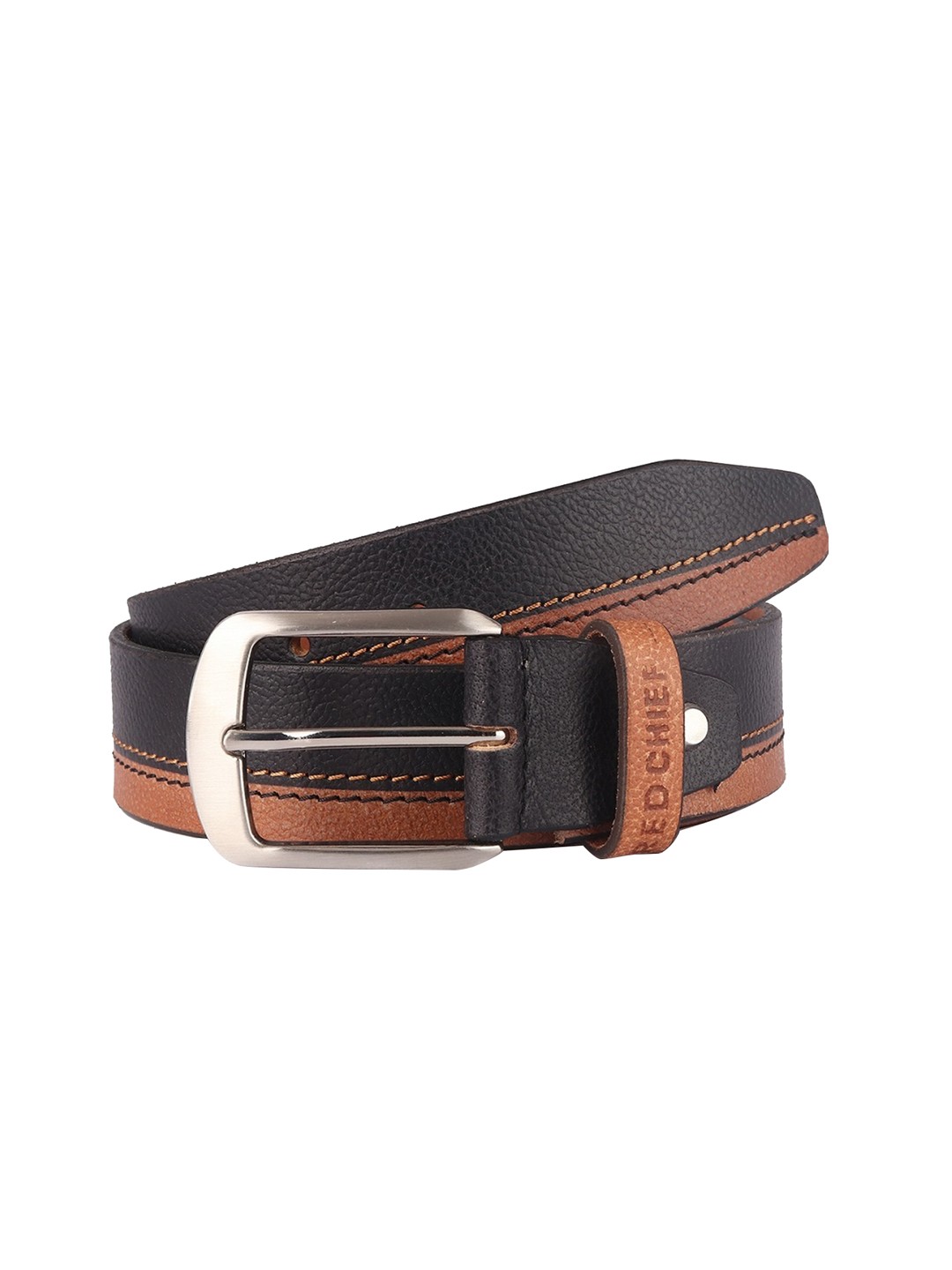 

Red Chief Men Tan Leather Colorblocked Belt