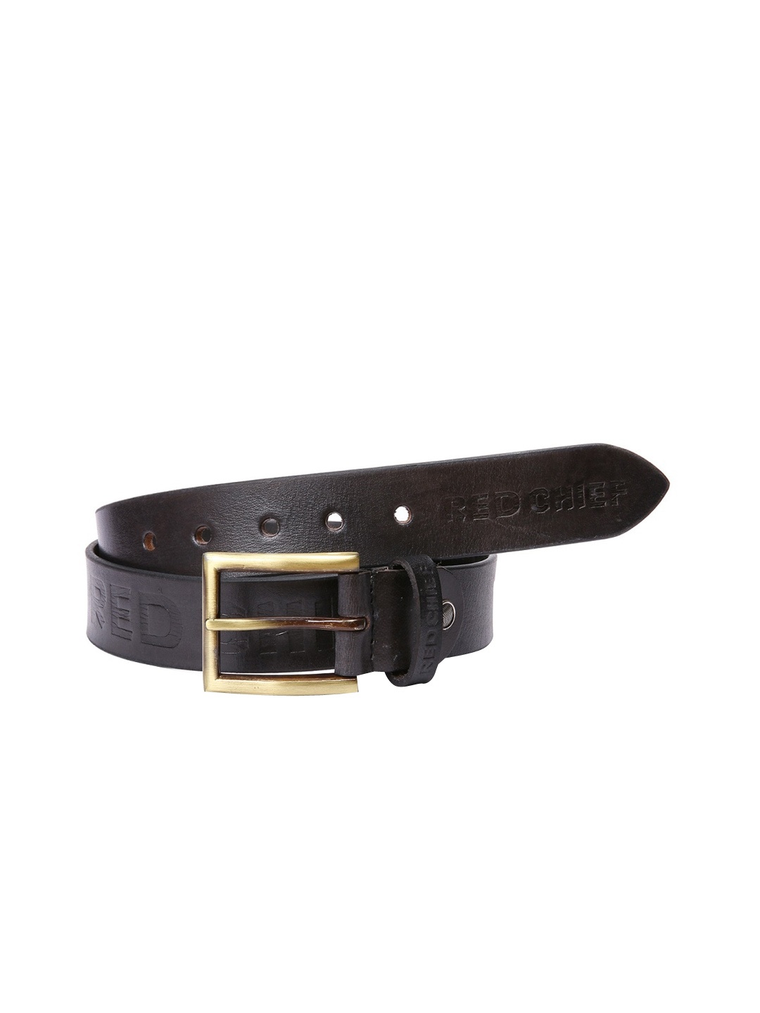 

Red Chief Men Black Textured Leather Belt