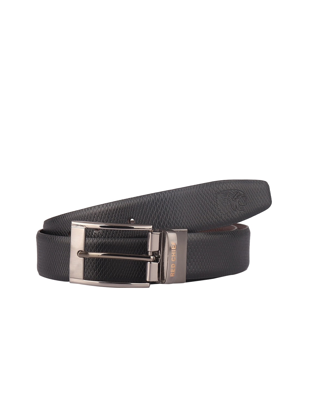 

Red Chief Men Black Textured Leather Formal Reversible Belt