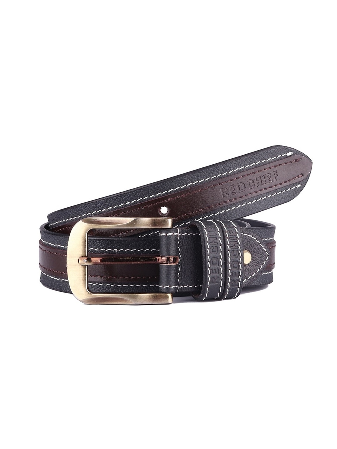 

Red Chief Men Blue Leather Colorblocked Formal Belt