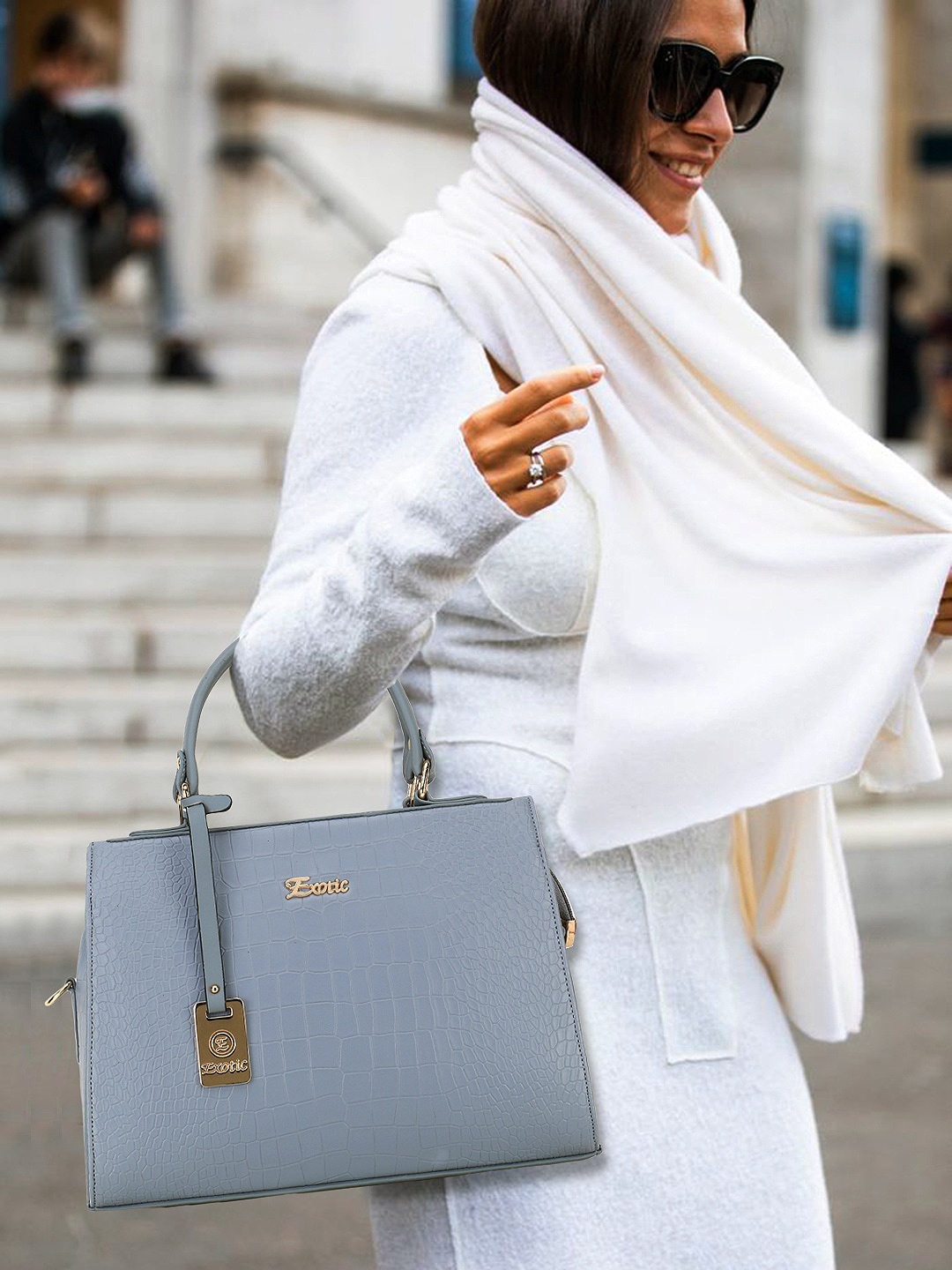 

Exotic Grey Textured PU Structured Satchel