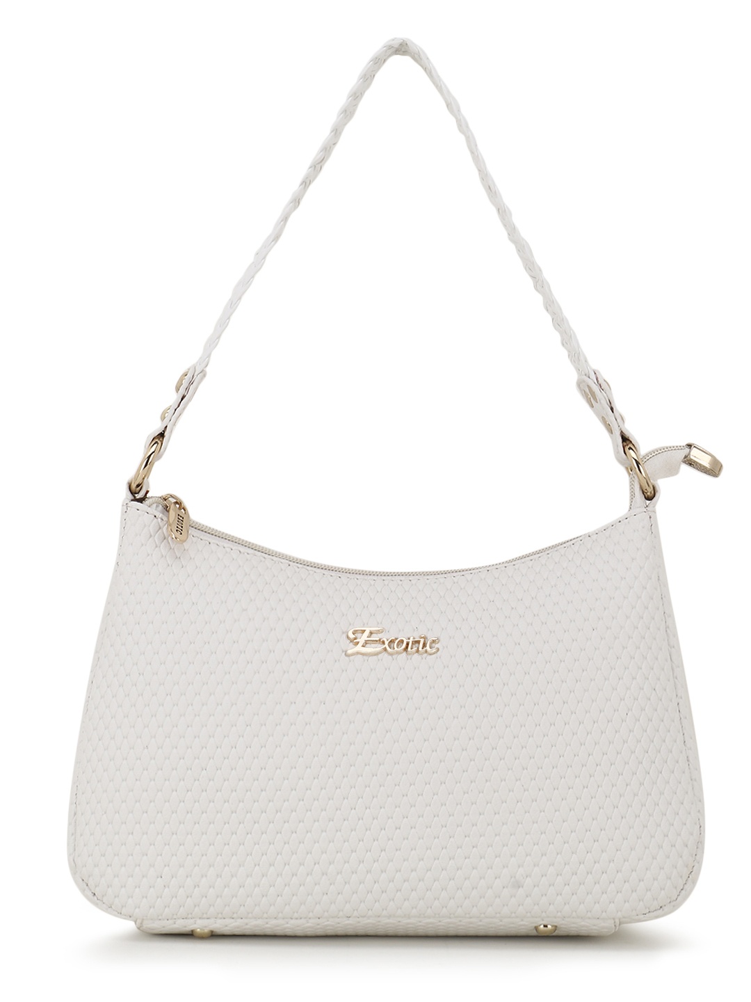 

Exotic White Textured PU Structured Hobo Bag