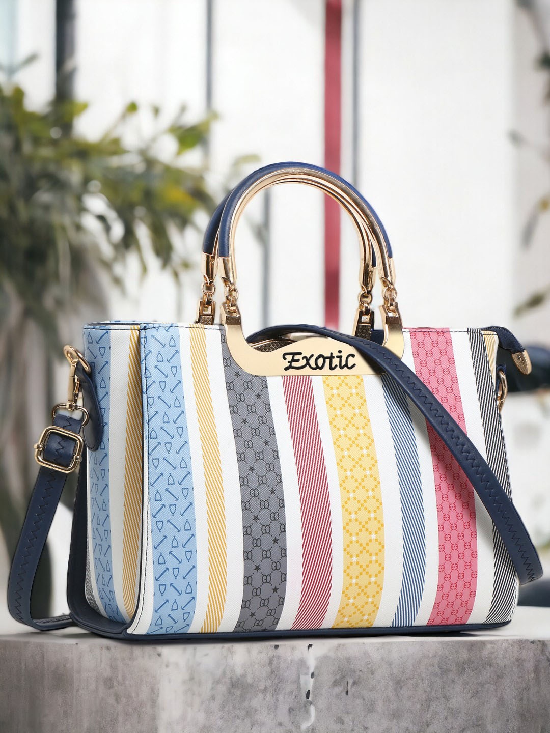 

Exotic Pink Printed PU Structured Satchel