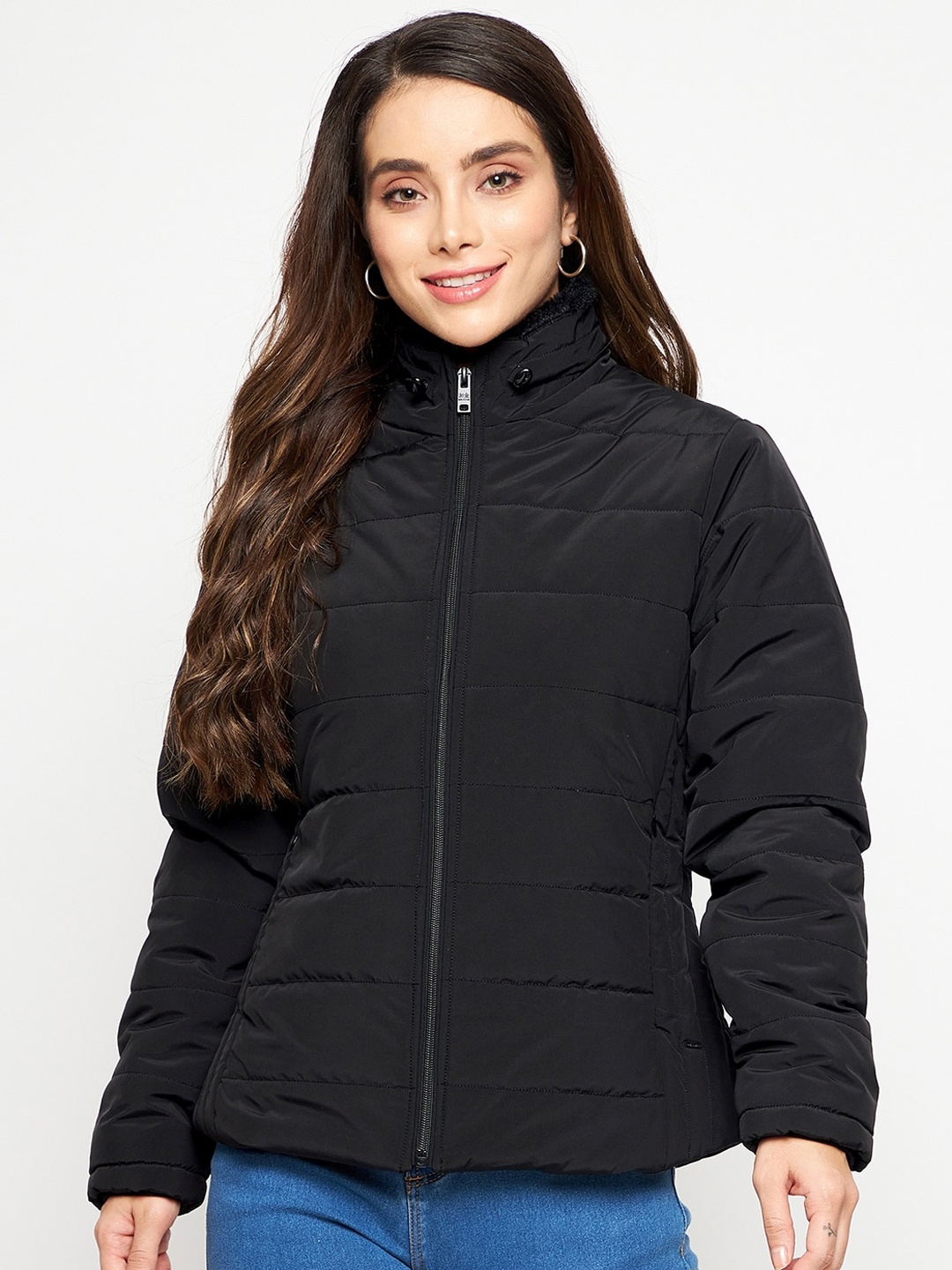

Okane Women Black Solid Long Sleeves Padded Jacket