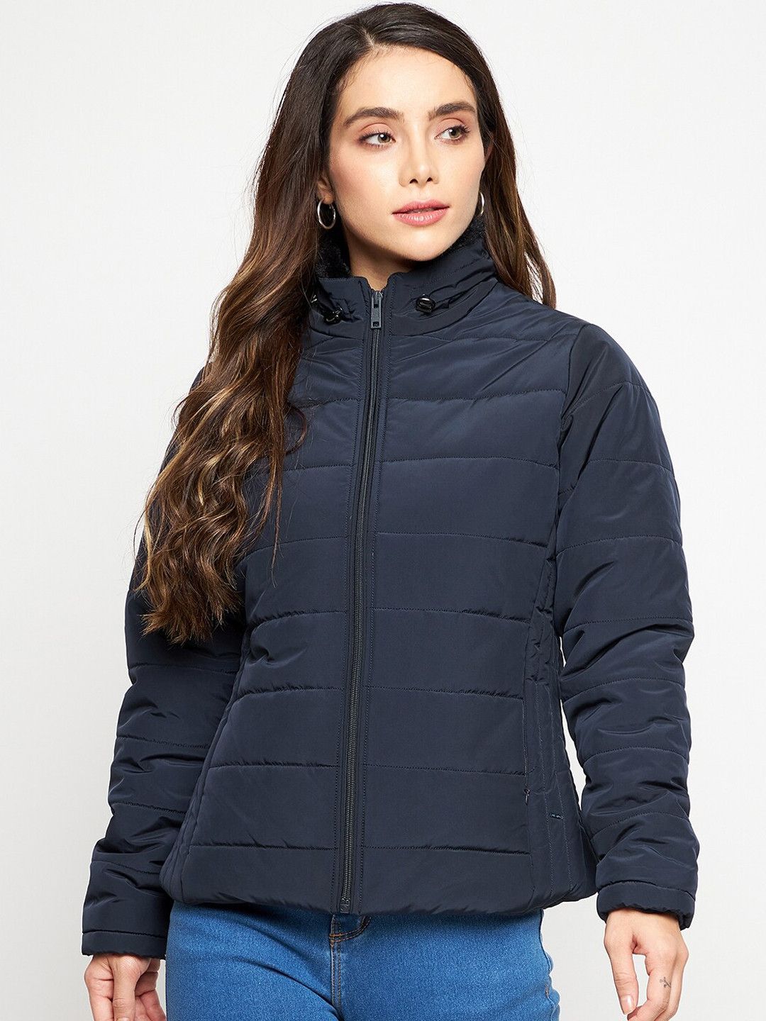 

Okane Women Navy Blue Padded Jacket