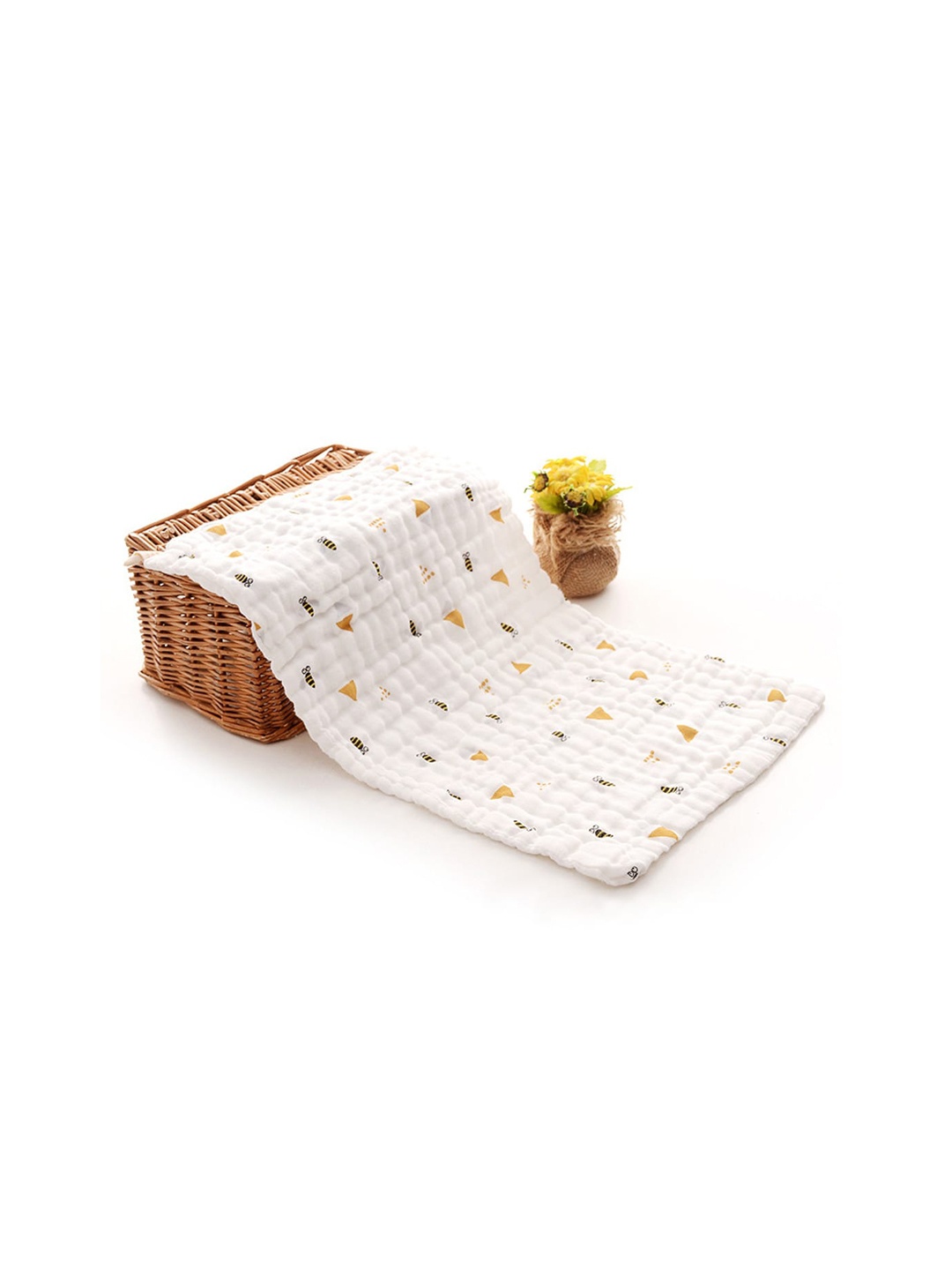 

Moms Home Kids White & Green Printed GSM 500 Organic Cotton Bath Towel