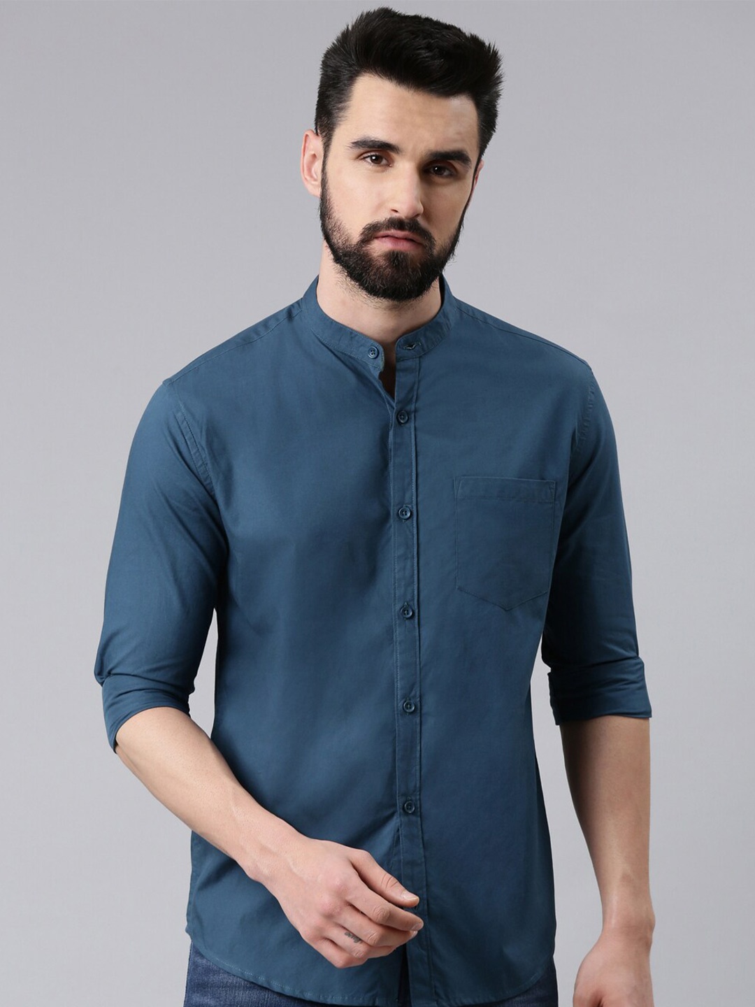 

Kryptic Men Blue Smart Cotton Casual Shirt