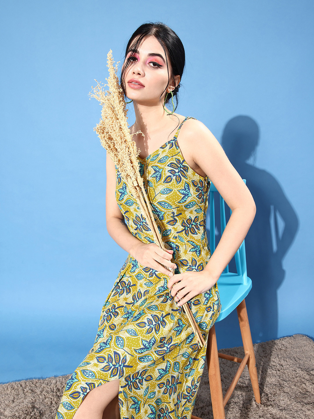 

StyleCast Tropical Print A-Line Midi Dress, Green