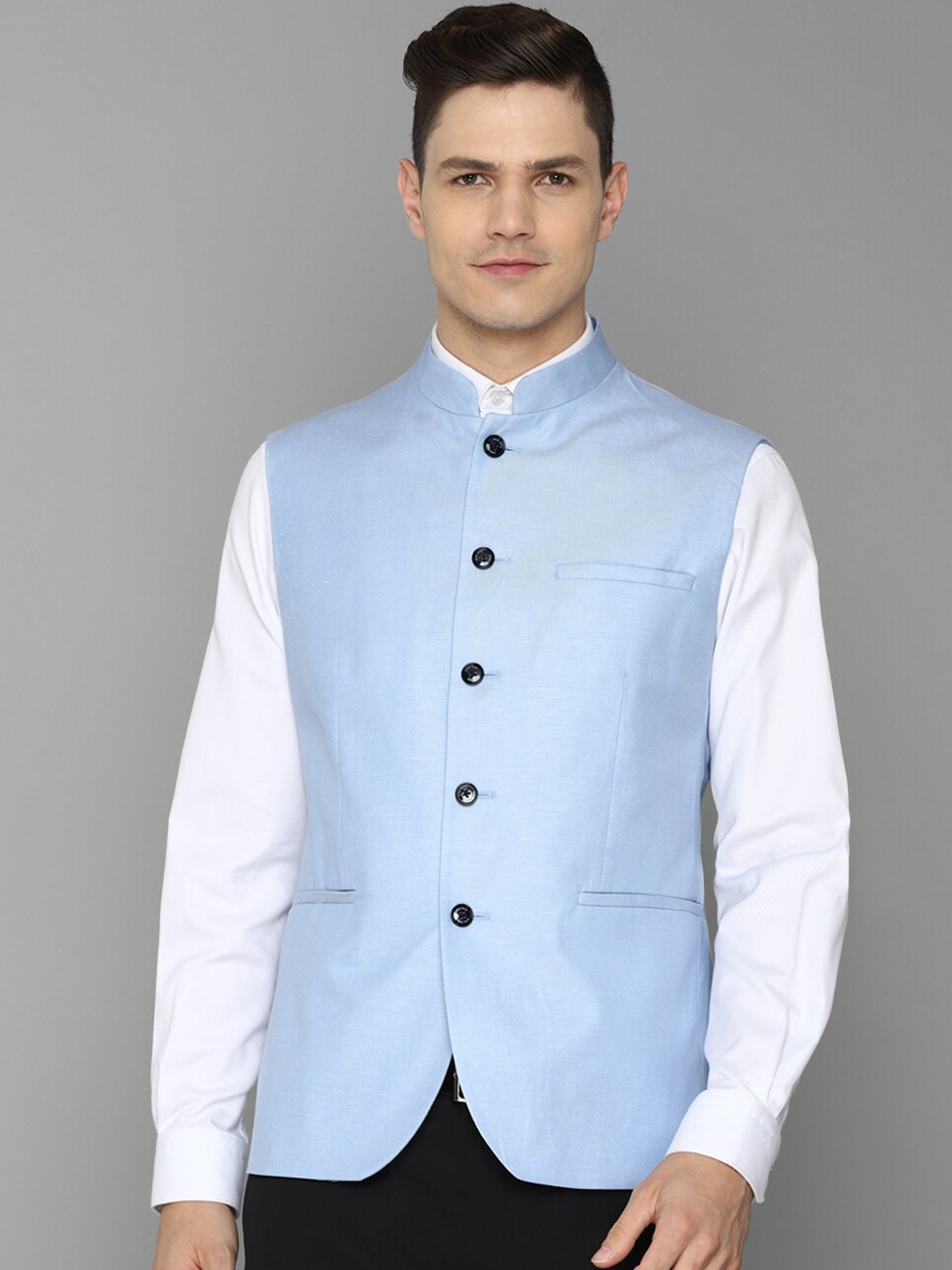 

Allen Solly Men Blue Solid Nehru Jacket