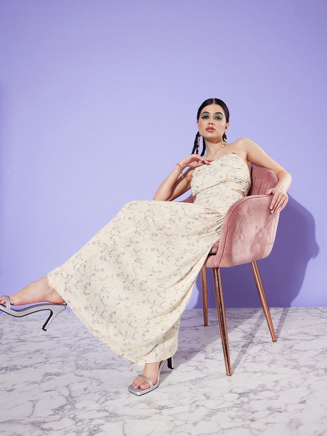

StyleCast Strapless Floral Crepe Maxi Dress, Off white