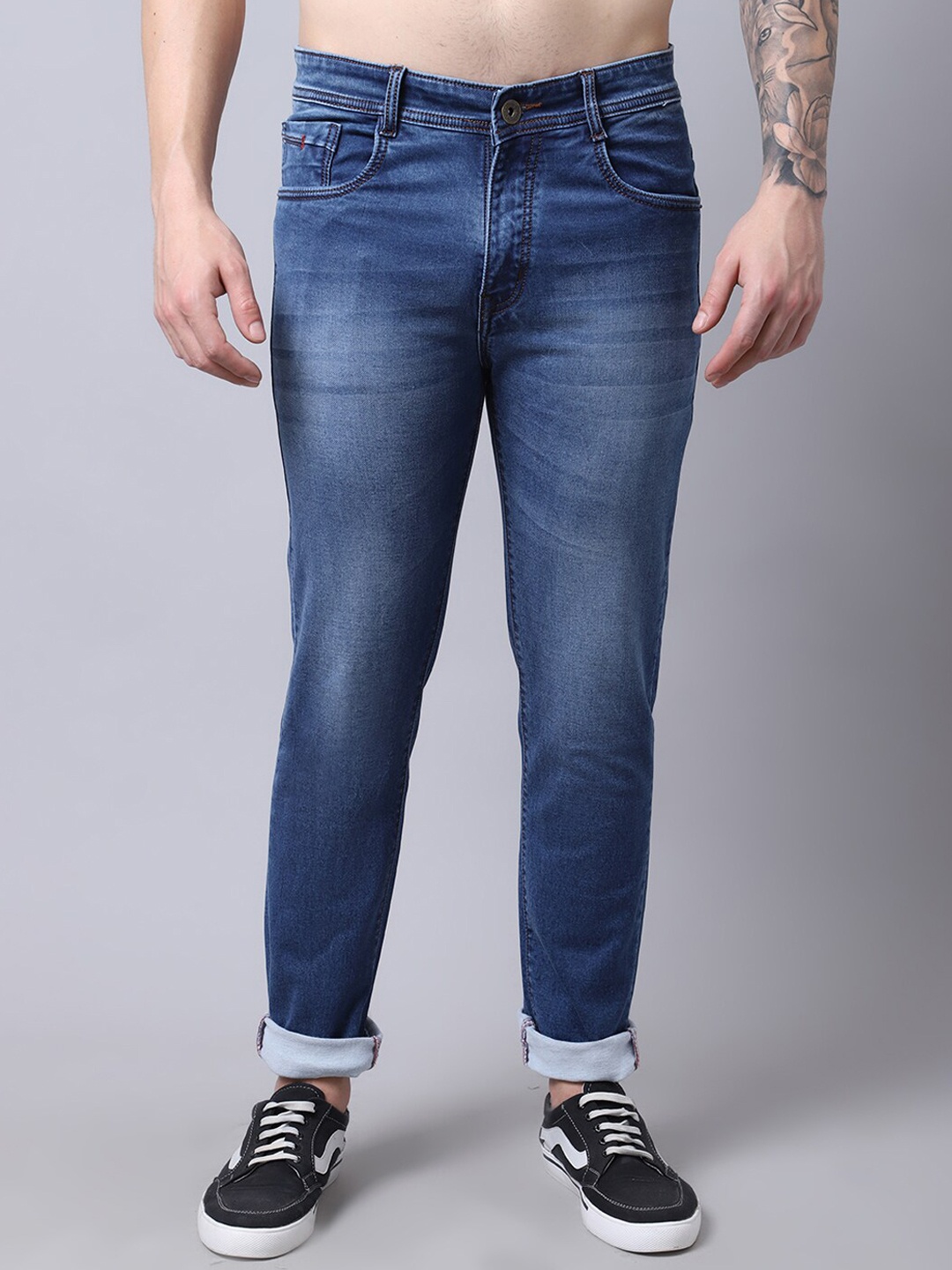

Rodamo Men Blue Slim Fit Heavy Fade Stretchable Jeans