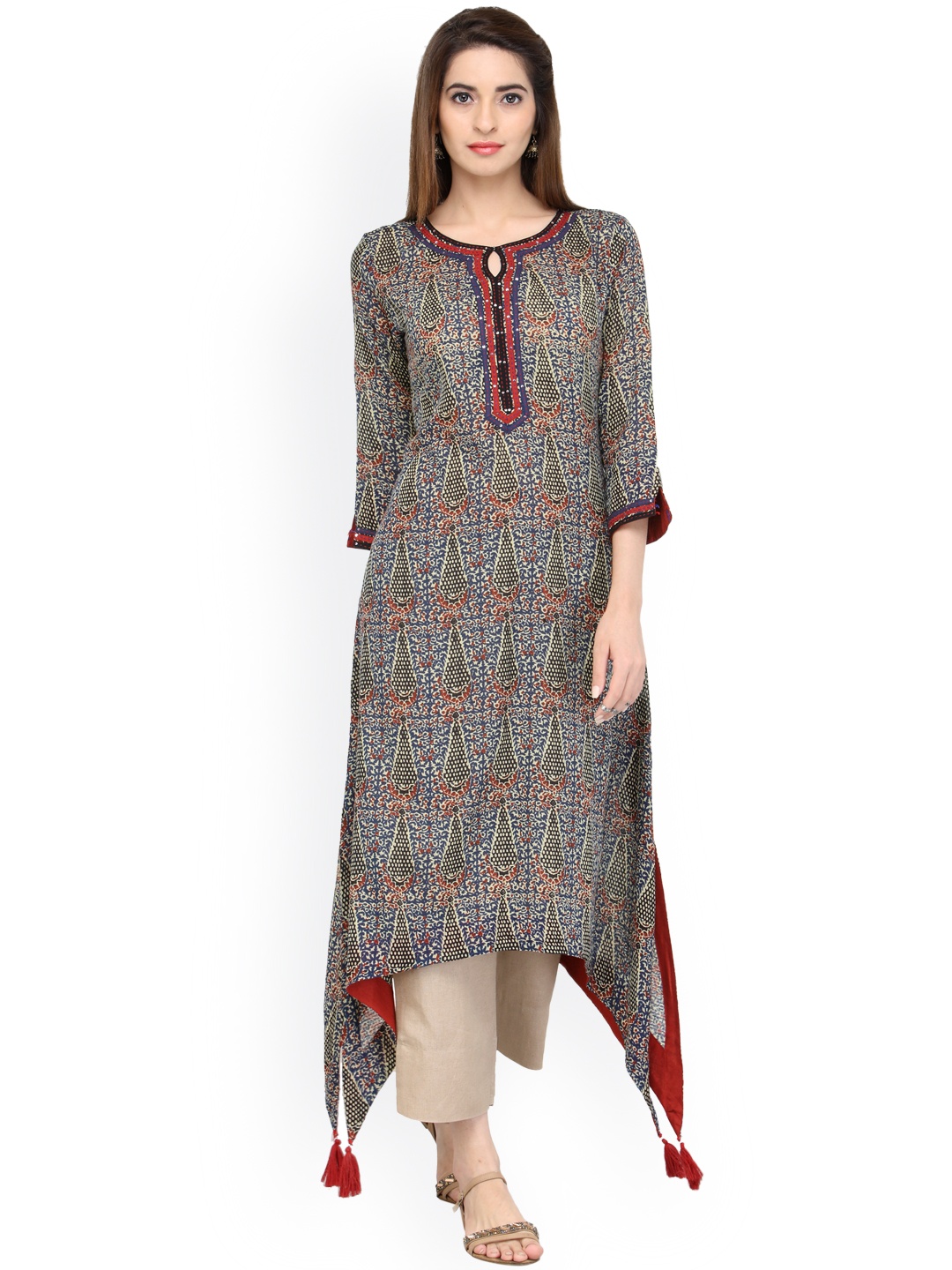 

Varanga Women Multicoloured Paisely Print A-Line Kurta, Multi