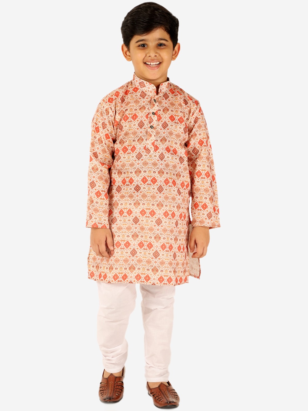 

Pro-Ethic STYLE DEVELOPER Boys Orange Ethnic Motifs Printed Kurta with Pyjamas