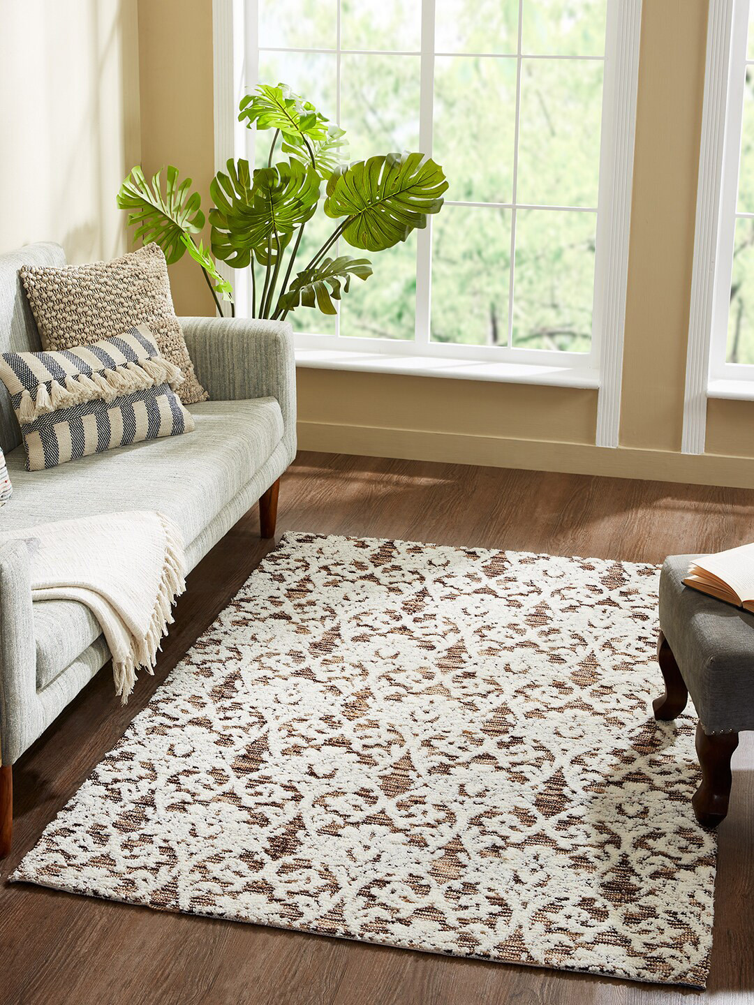 

Pano Brown & White Floral Textured Carpets