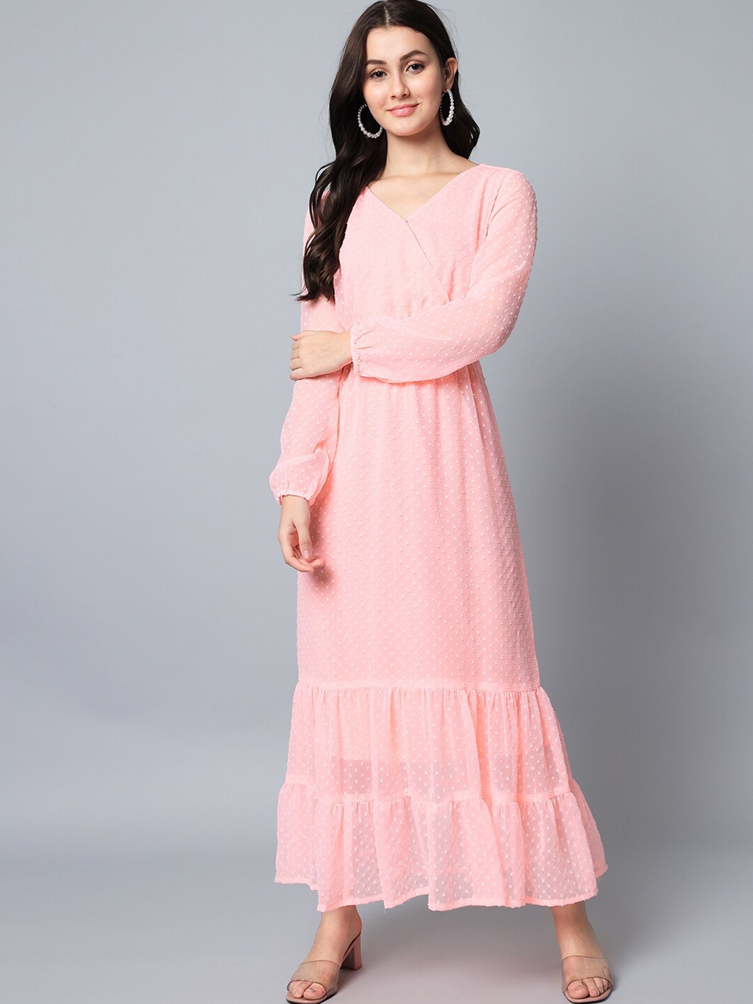 

HELLO DESIGN Women Peach-Coloured Georgette Maxi Dress