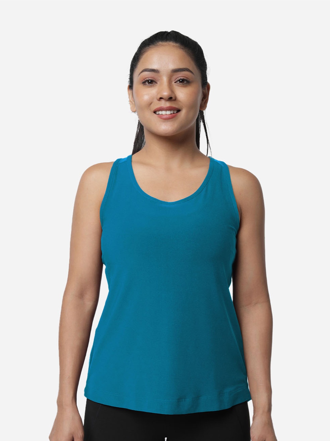 

Blissclub Breezy Split Back Tank with Stylish Split Back Top, Teal