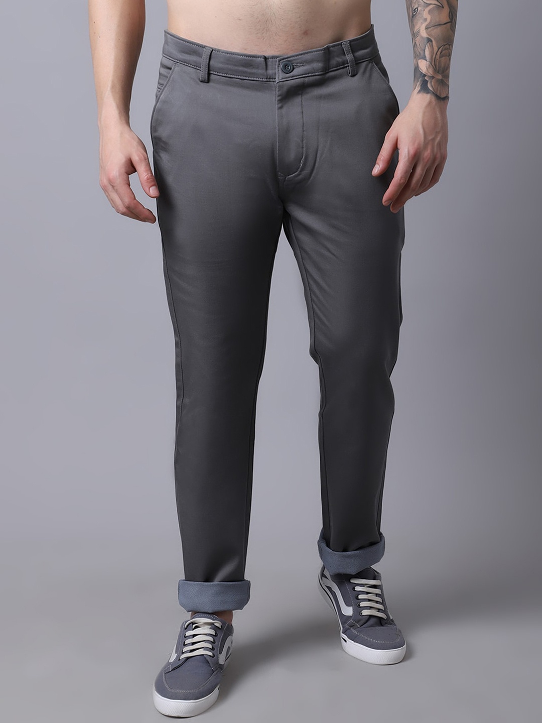 

Rodamo Men Grey Slim Fit Trousers