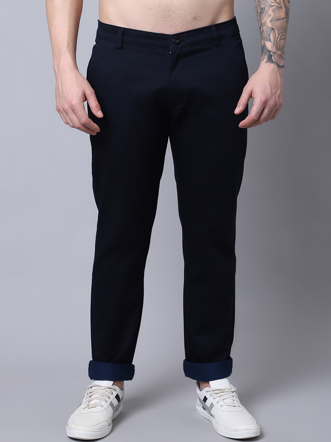 

Rodamo Men Navy Blue Slim Fit Trousers