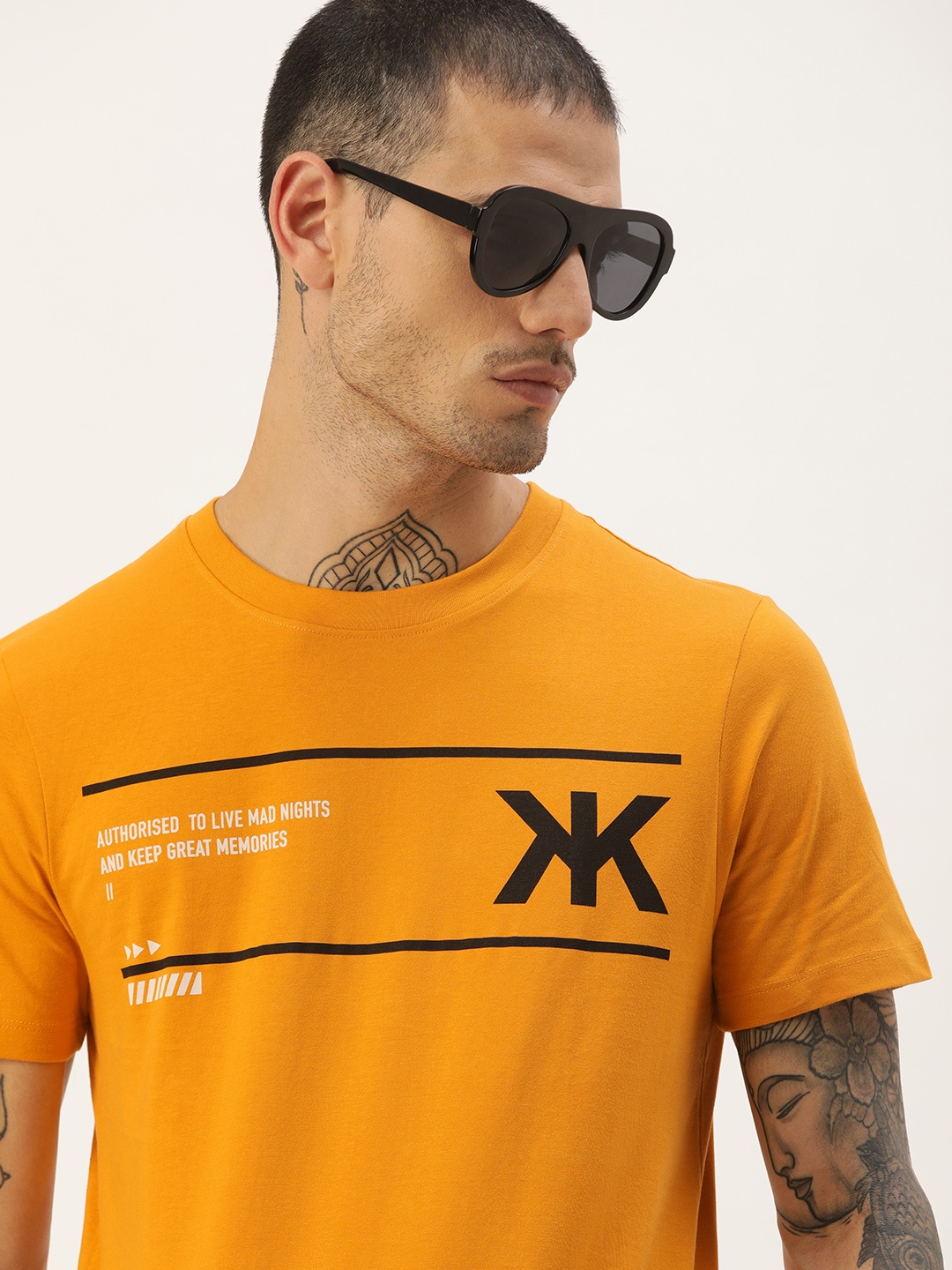 

Kook N Keech Men Typography Striped T-shirt, Yellow