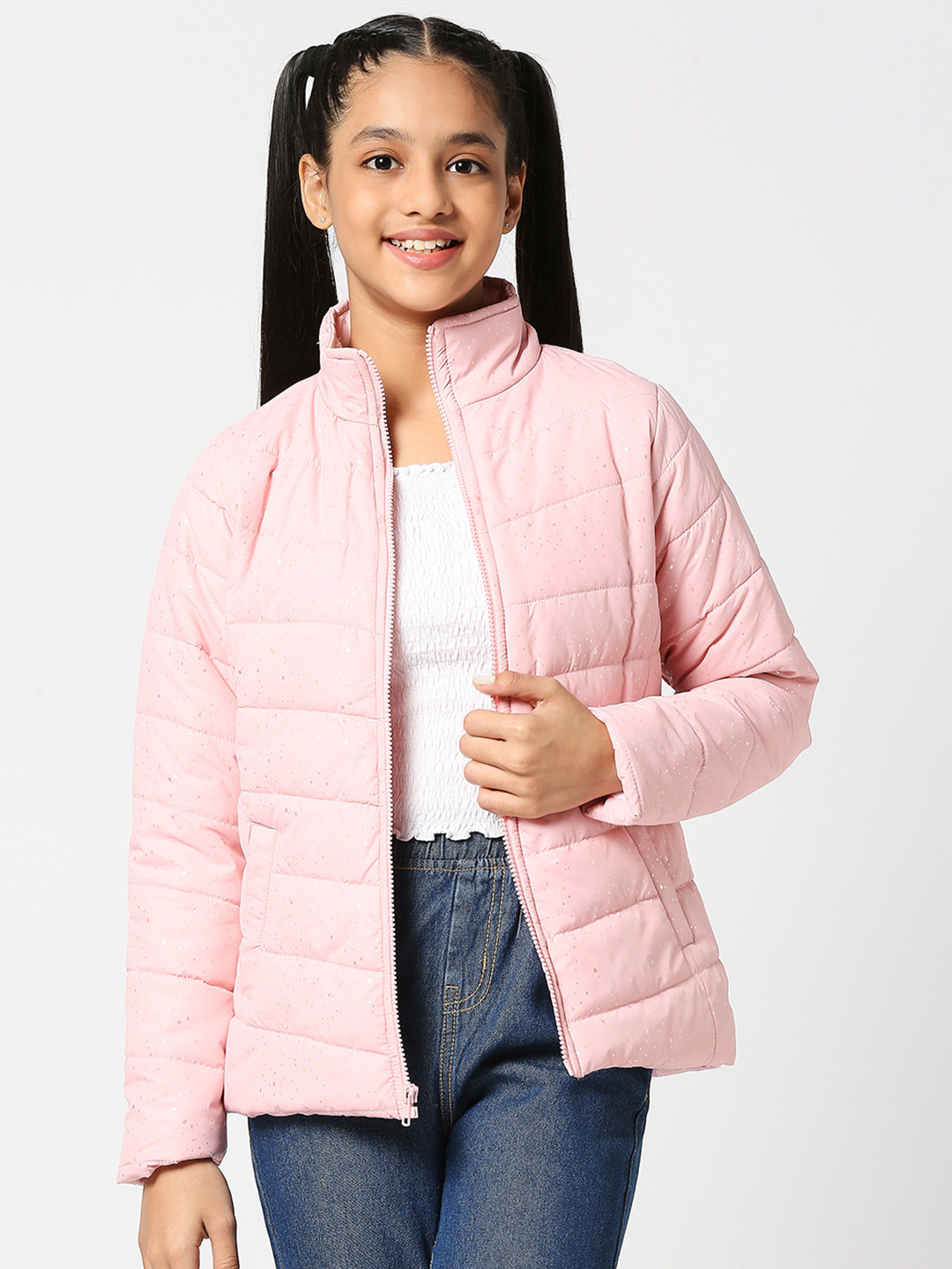 

JUSTICE Girls Pink Solid Padded Jacket