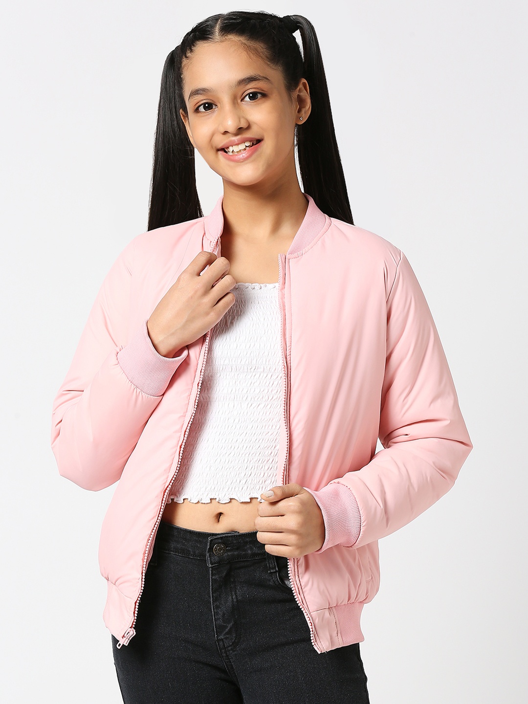 

JUSTICE Girls Pink Solid Padded Jacket
