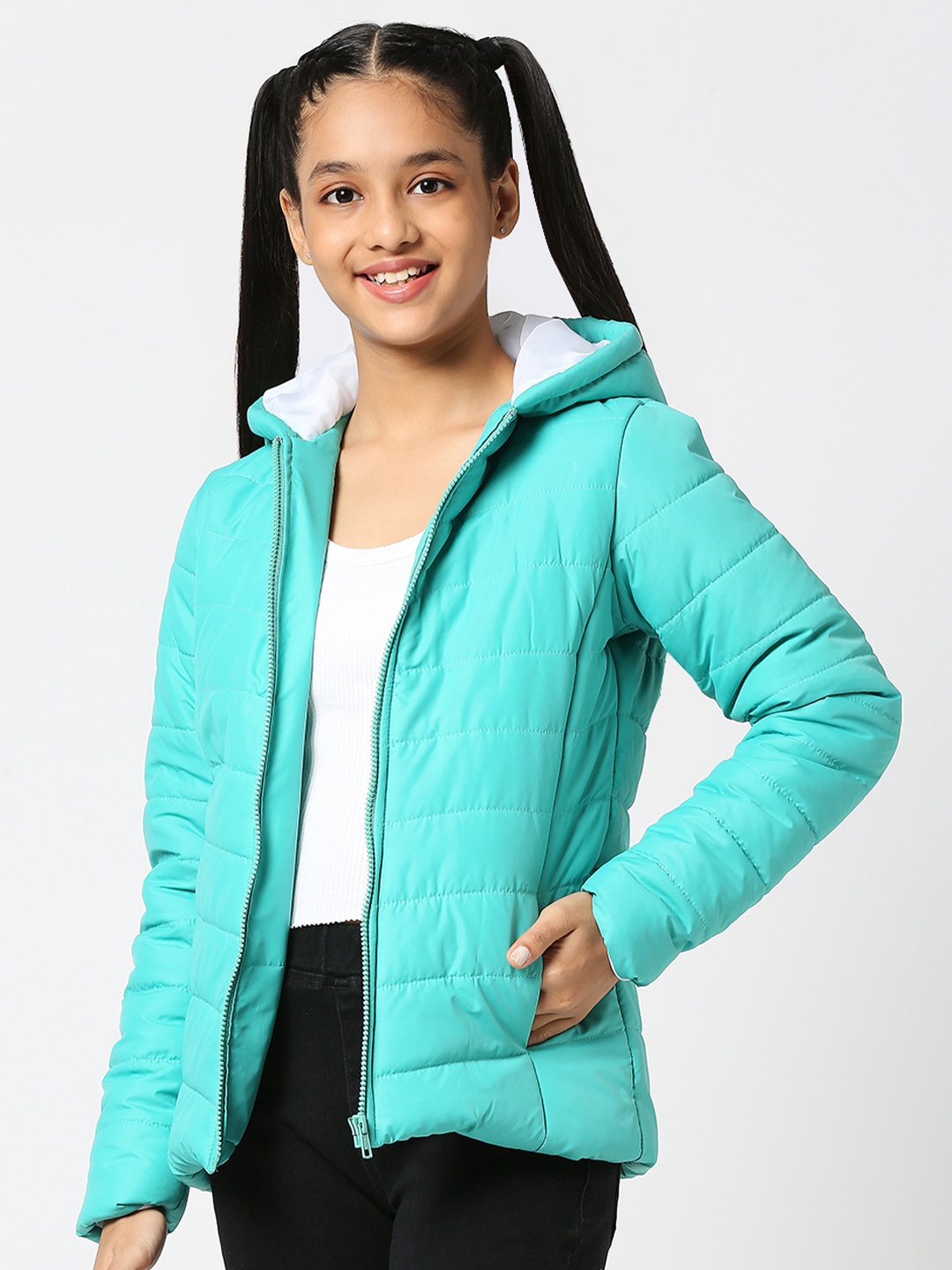 

JUSTICE Girls Sea Green Water Resistant Puffer Jacket