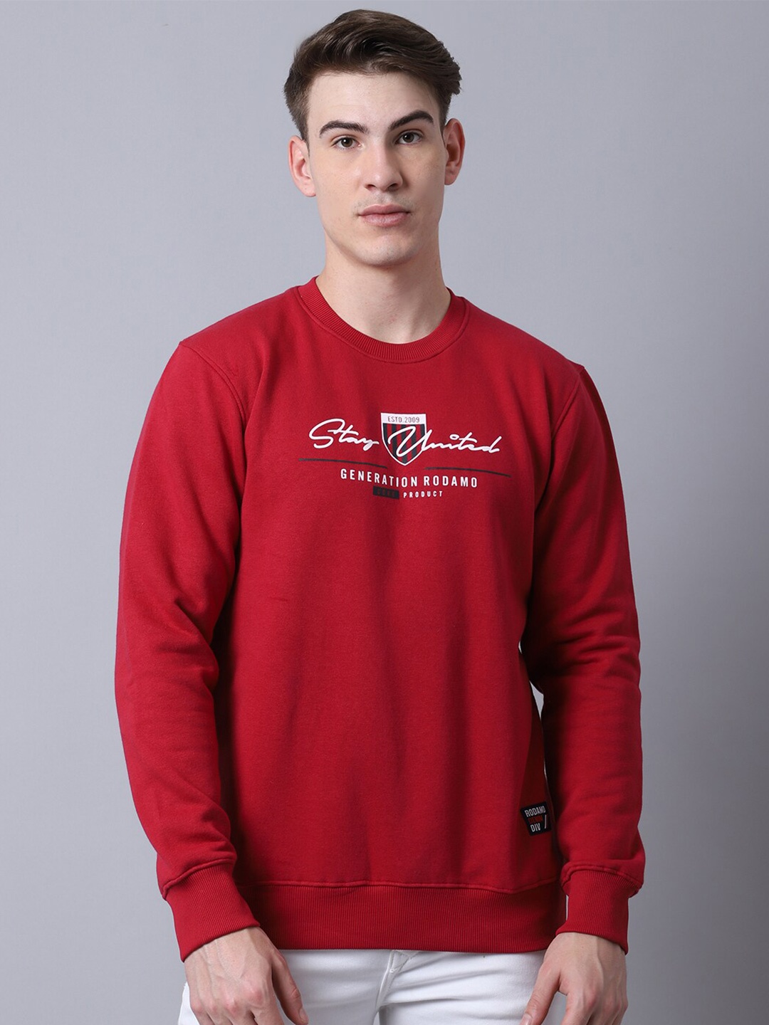 

Rodamo Men Red Printed Sweatshirt