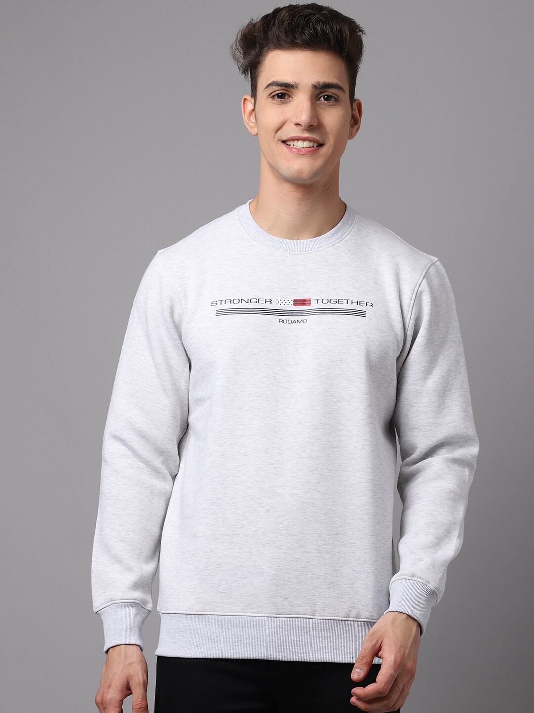 

Rodamo Men Grey Printed Sweatshirt